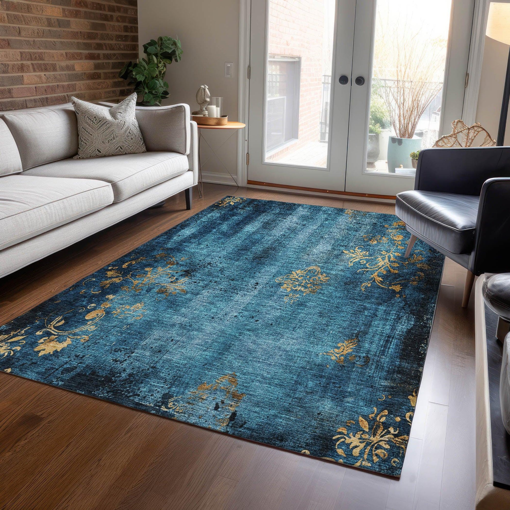 Addison Rugs Naelion Blue Washable Indoor-Outdoor Rug