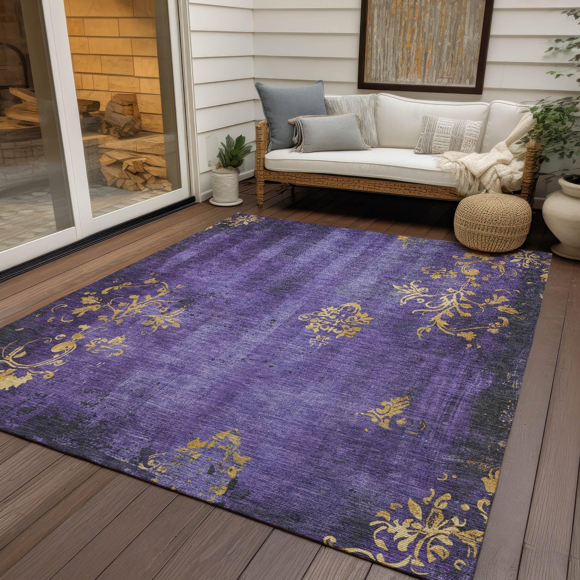 Addison Rugs Naelion Purple Washable Indoor-Outdoor Rug