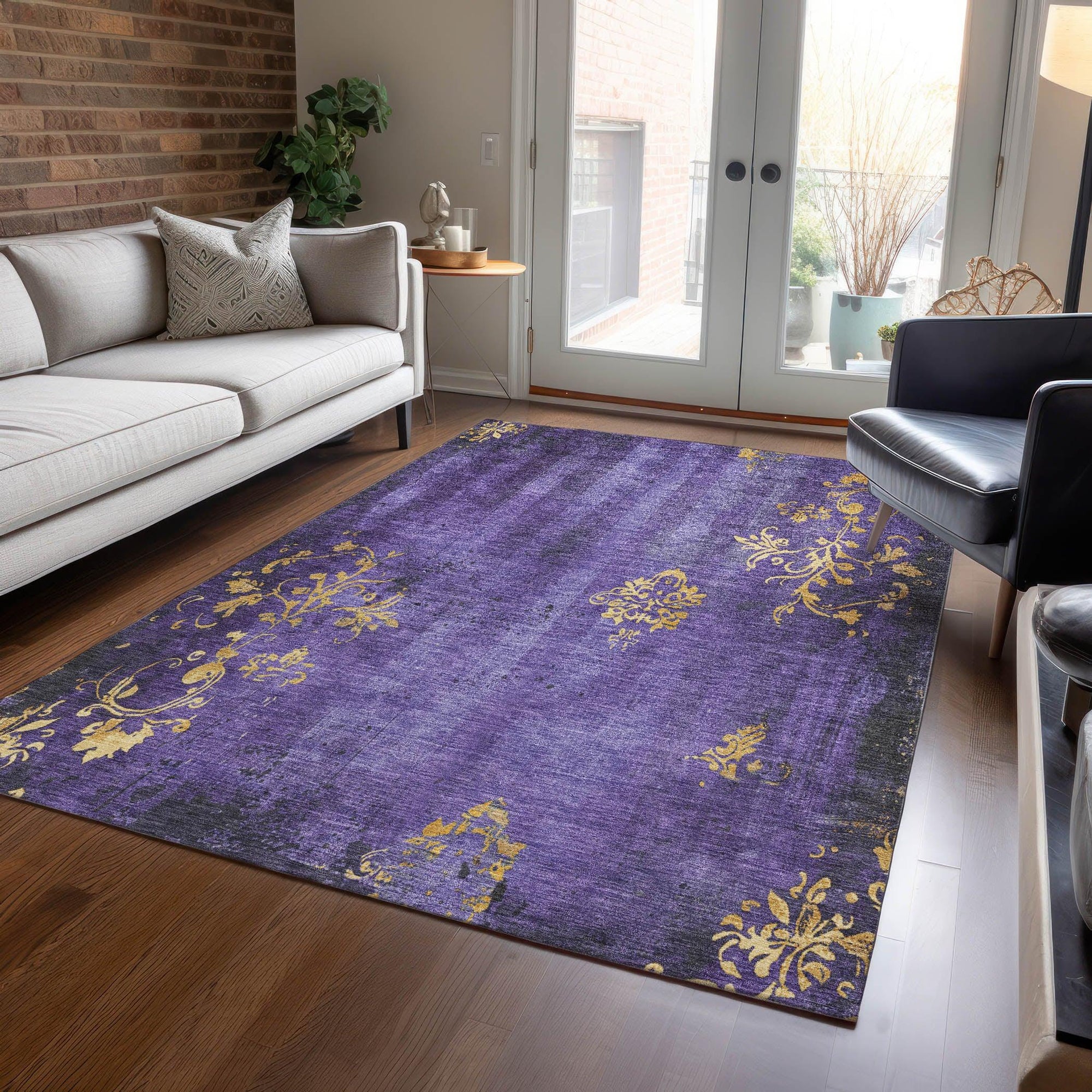 Addison Rugs Naelion Purple Washable Indoor-Outdoor Rug
