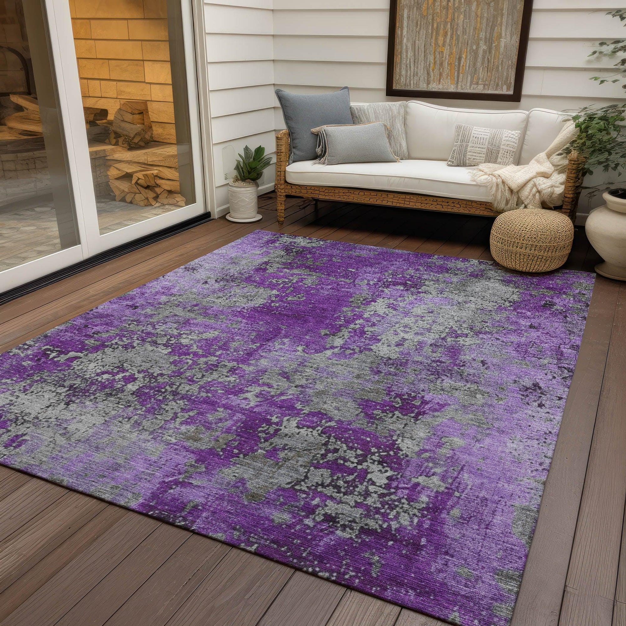 Addison Rugs Naelira Purple Washable Indoor-Outdoor Rug