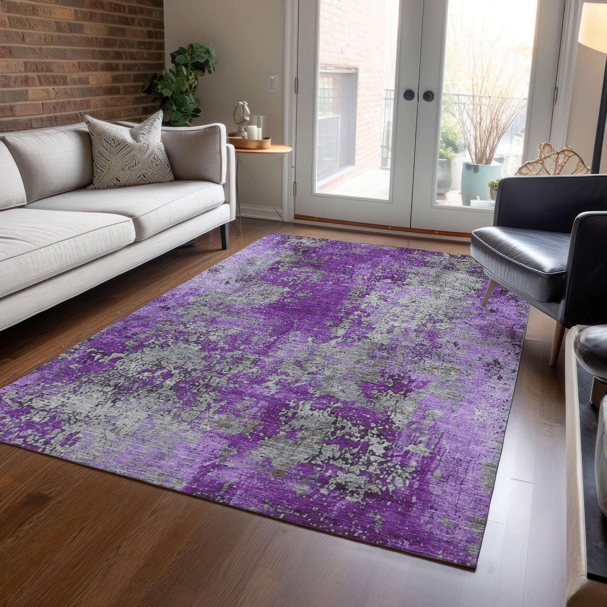 Addison Rugs Naelira Purple Washable Indoor-Outdoor Rug