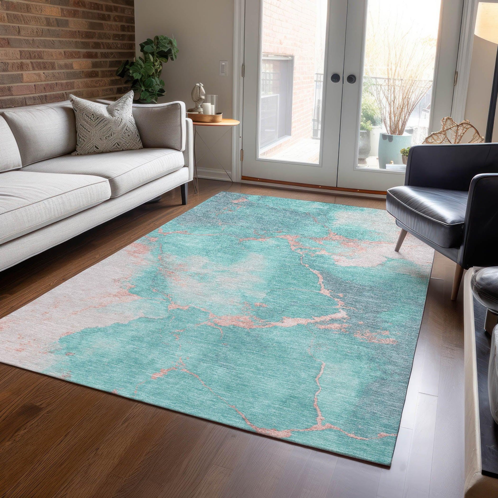 Addison Rugs Naelius Teal Washable Indoor-Outdoor Rug