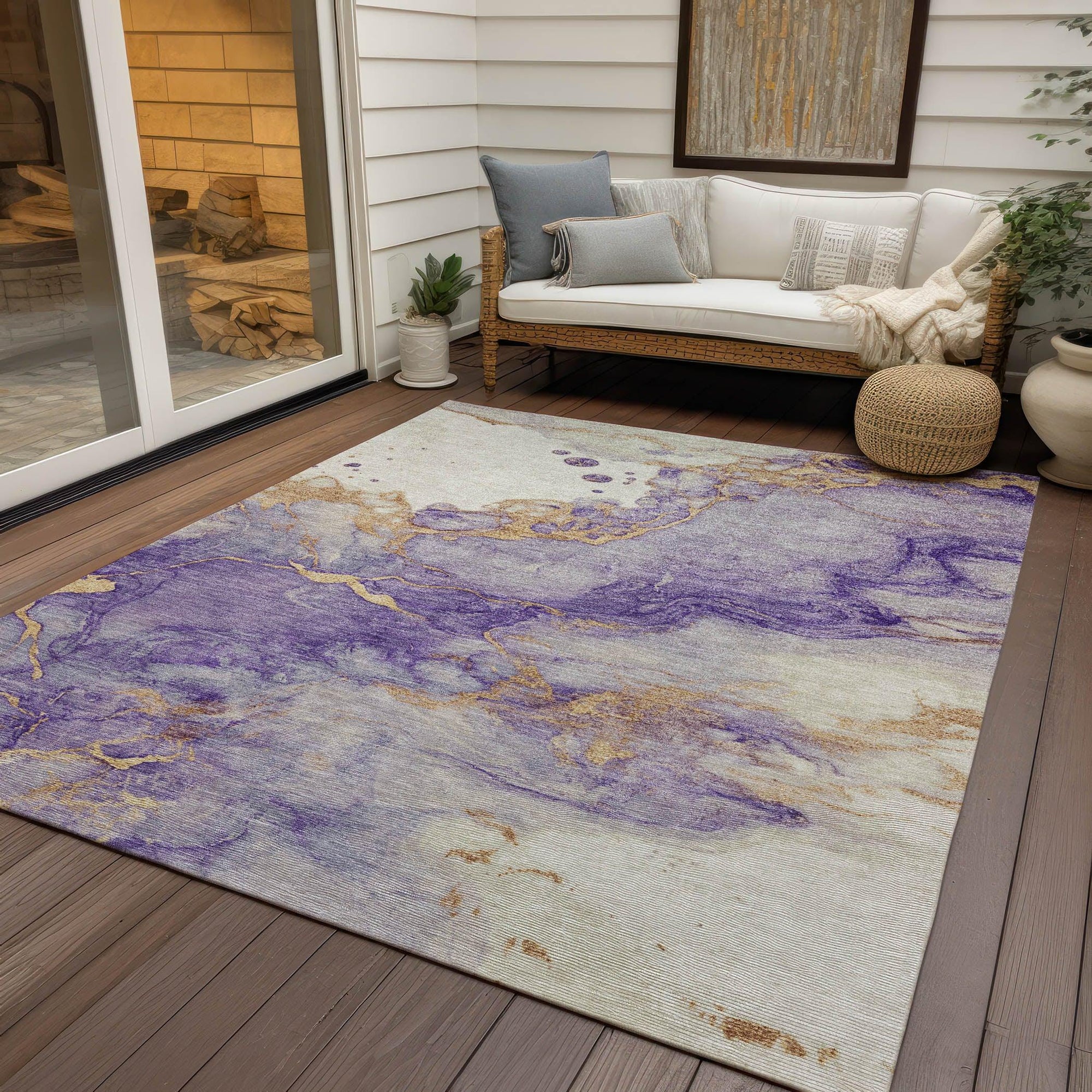Addison Rugs Oelara Purple Washable Indoor-Outdoor Rug