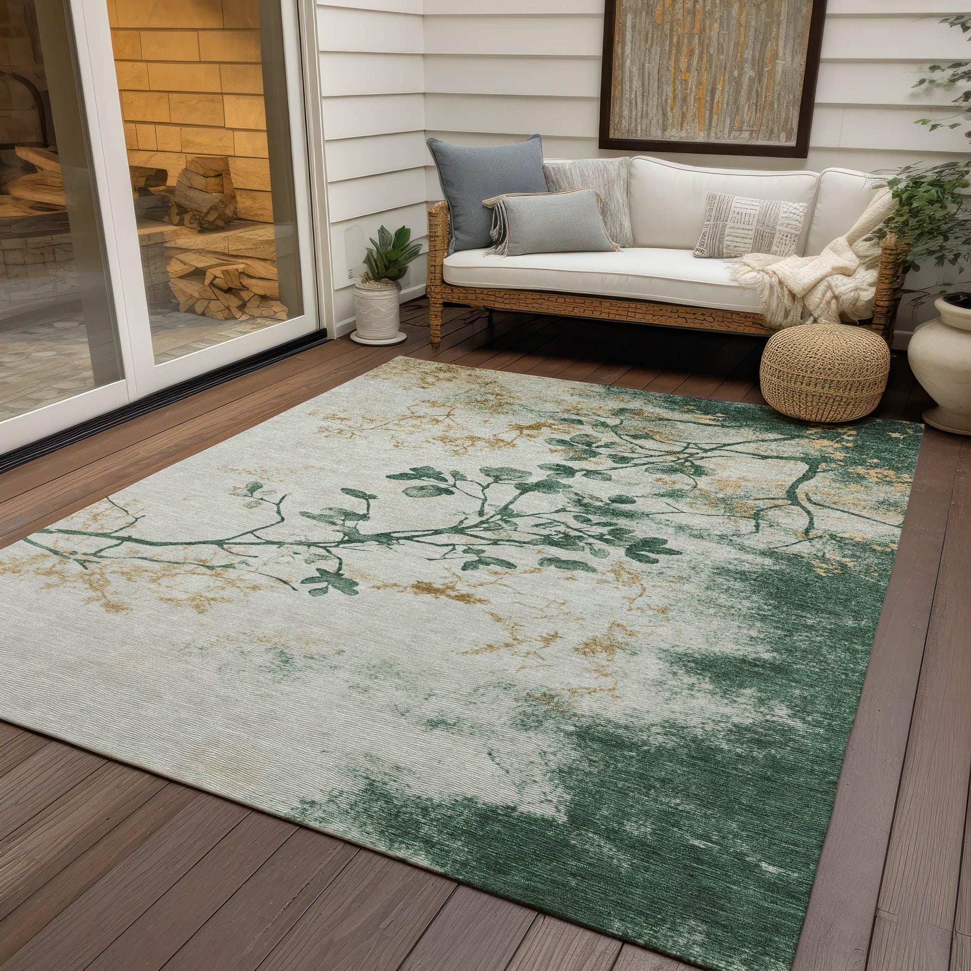 Addison Rugs Oeliel Green Washable Indoor-Outdoor Rug