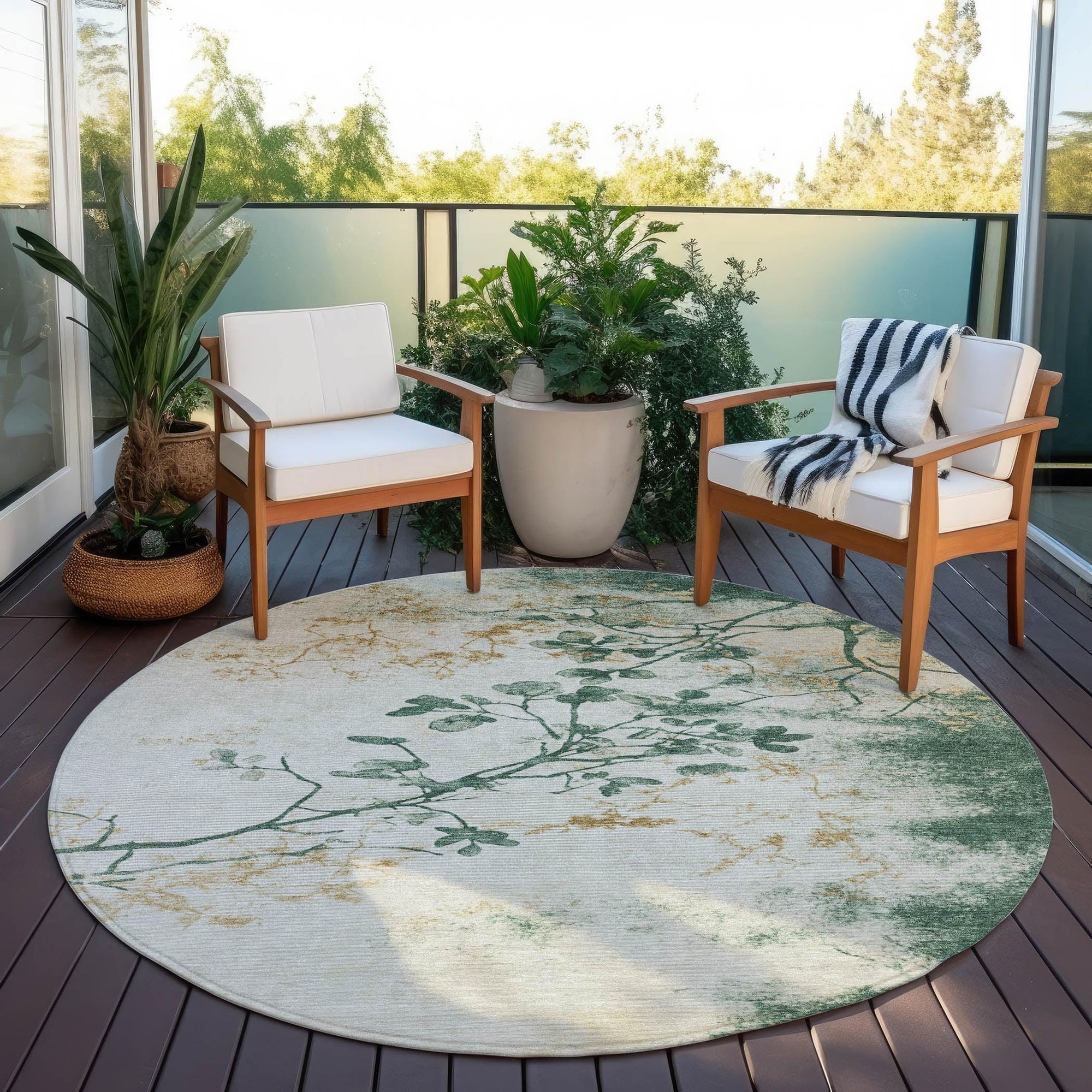 Addison Rugs Oeliel Green Washable Indoor-Outdoor Rug