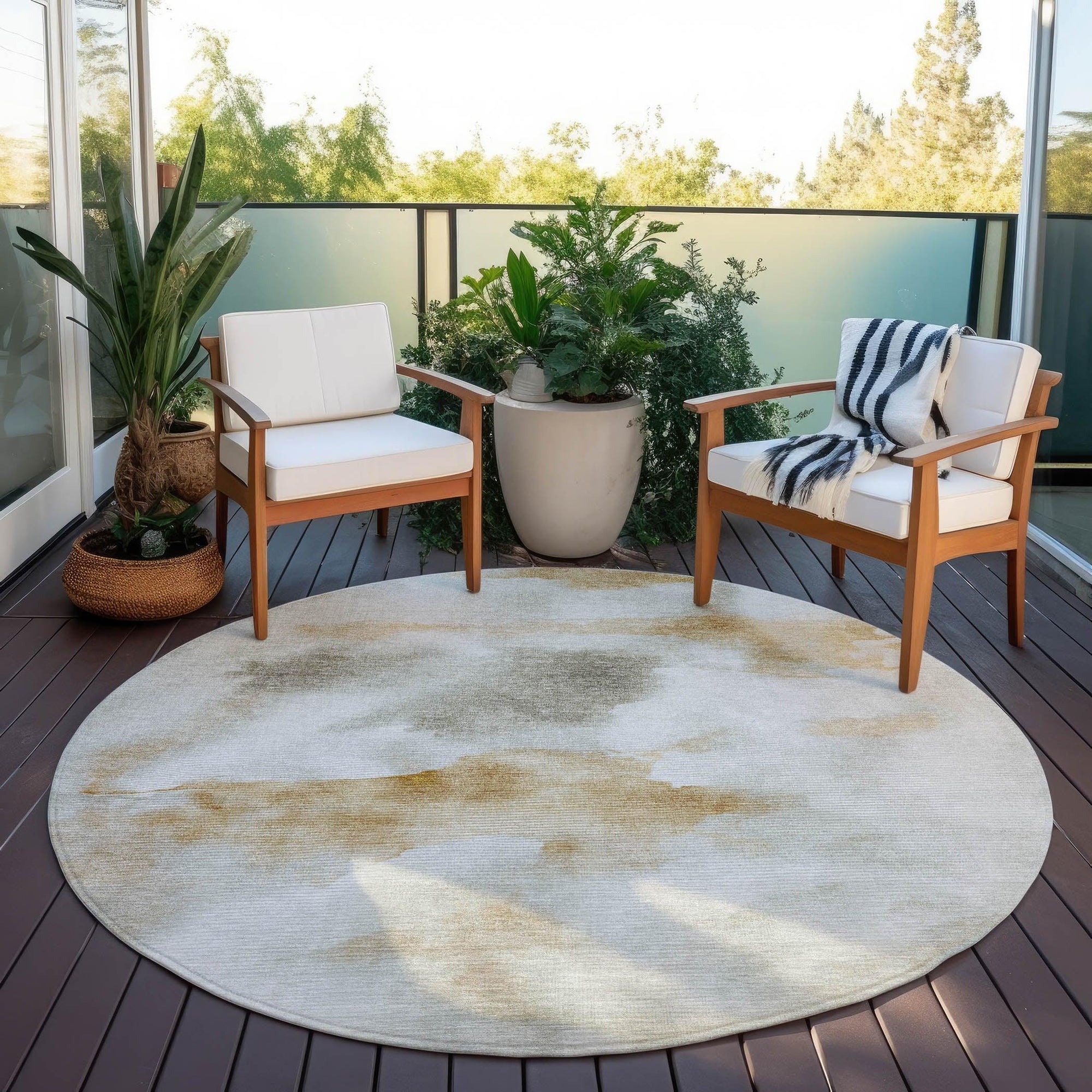 Addison Rugs Oelion Ivory Washable Indoor-Outdoor Rug