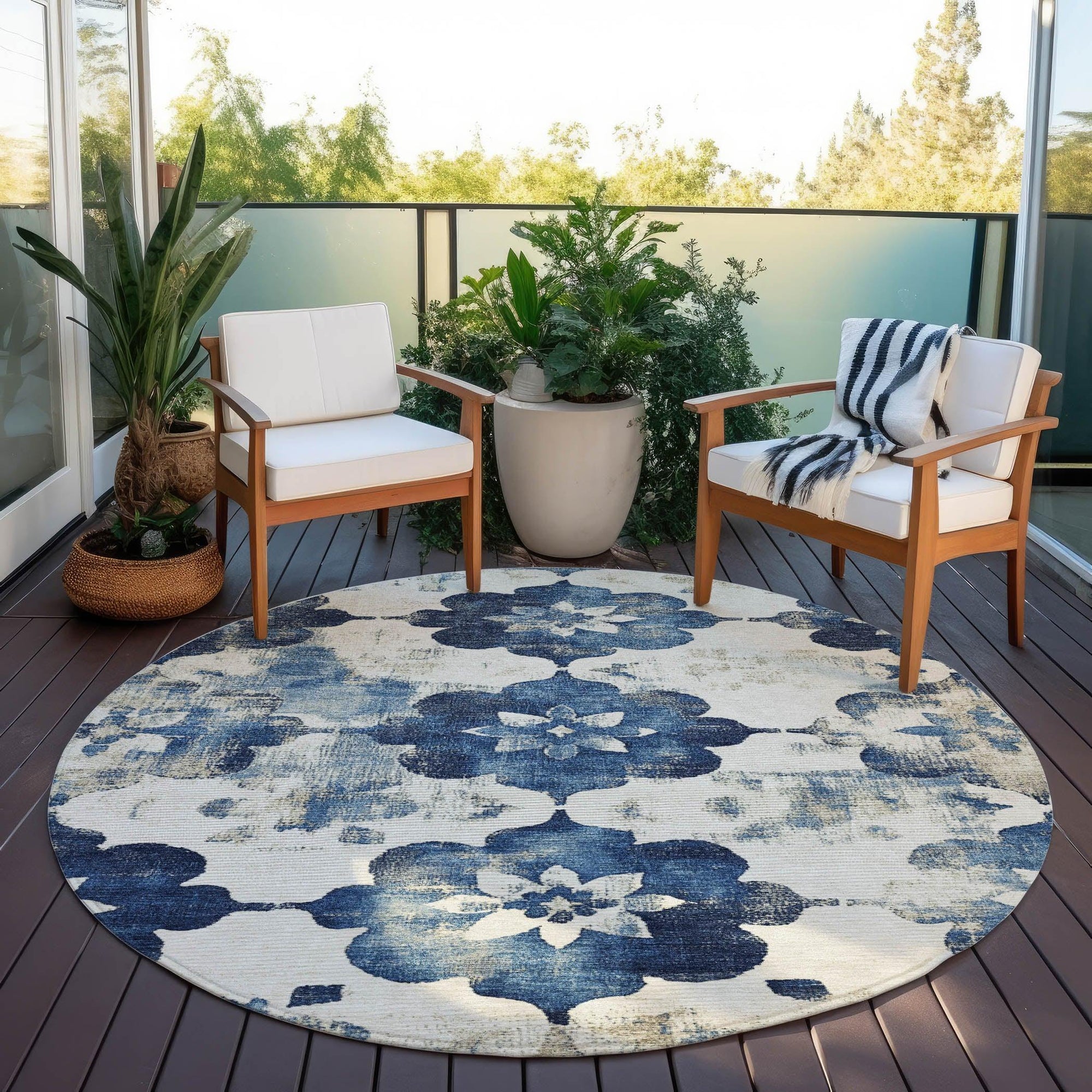 Addison Rugs Oelira Blue Washable Indoor-Outdoor Rug