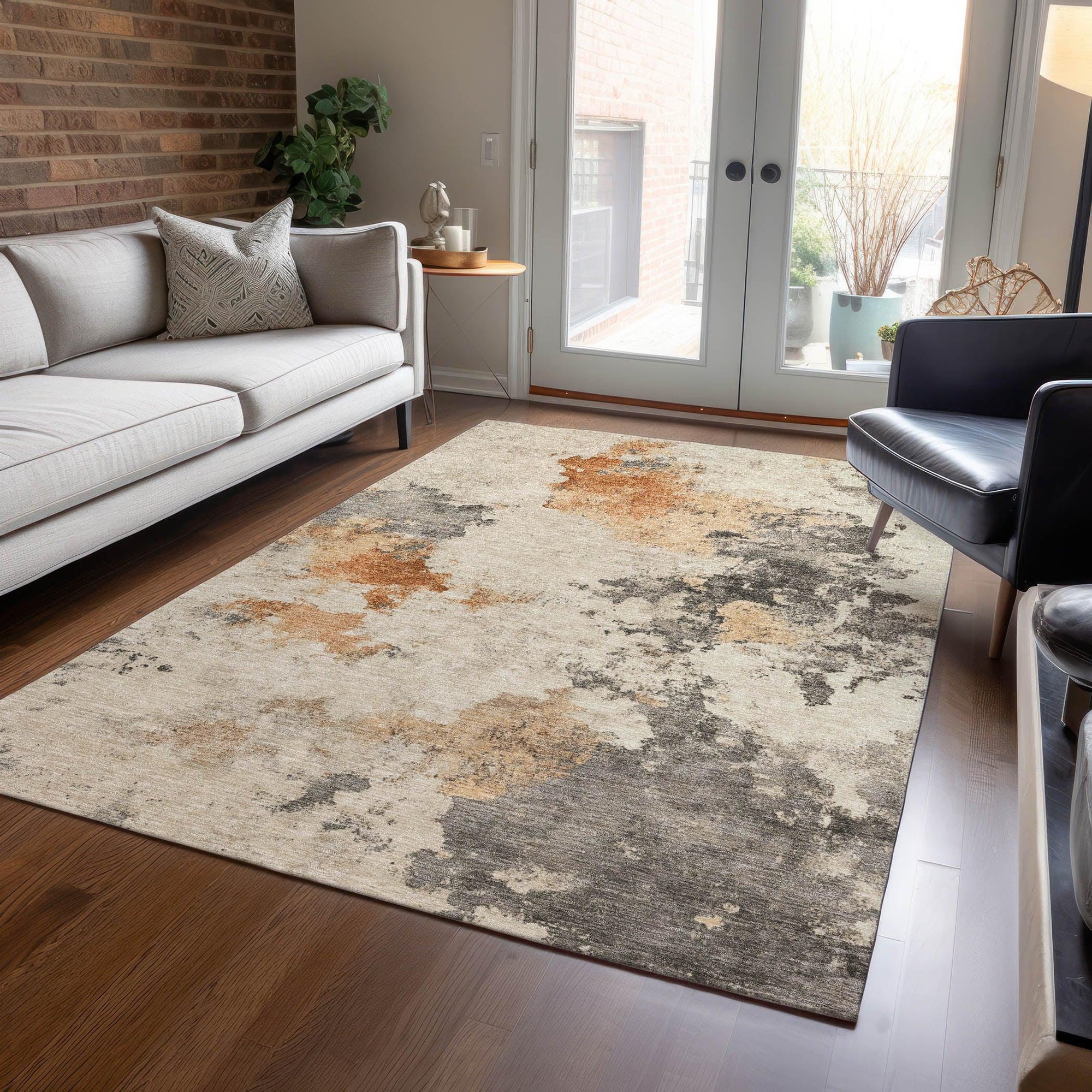 Addison Rugs Oelius Orange Washable Indoor-Outdoor Rug
