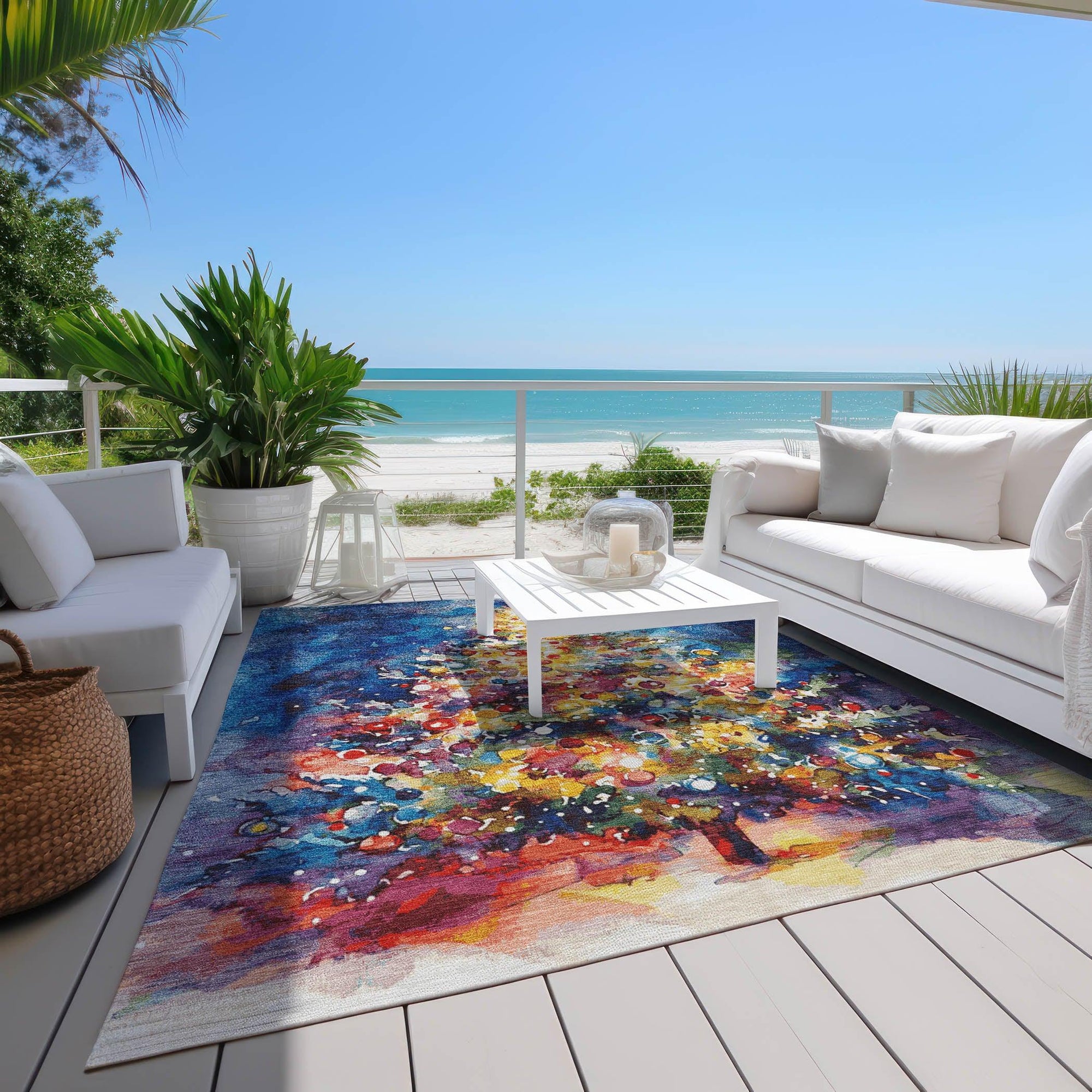 Addison Rugs Paelain Blue Washable Indoor-Outdoor Rug