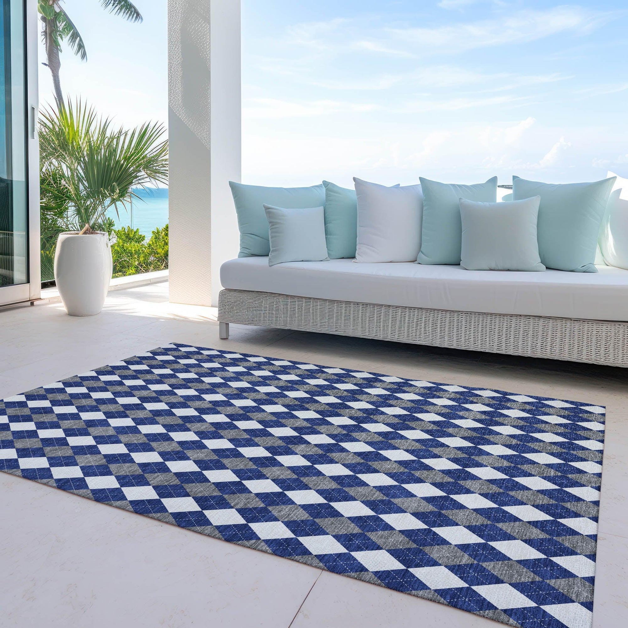 Addison Rugs Paelira Blue Washable Indoor-Outdoor Rug