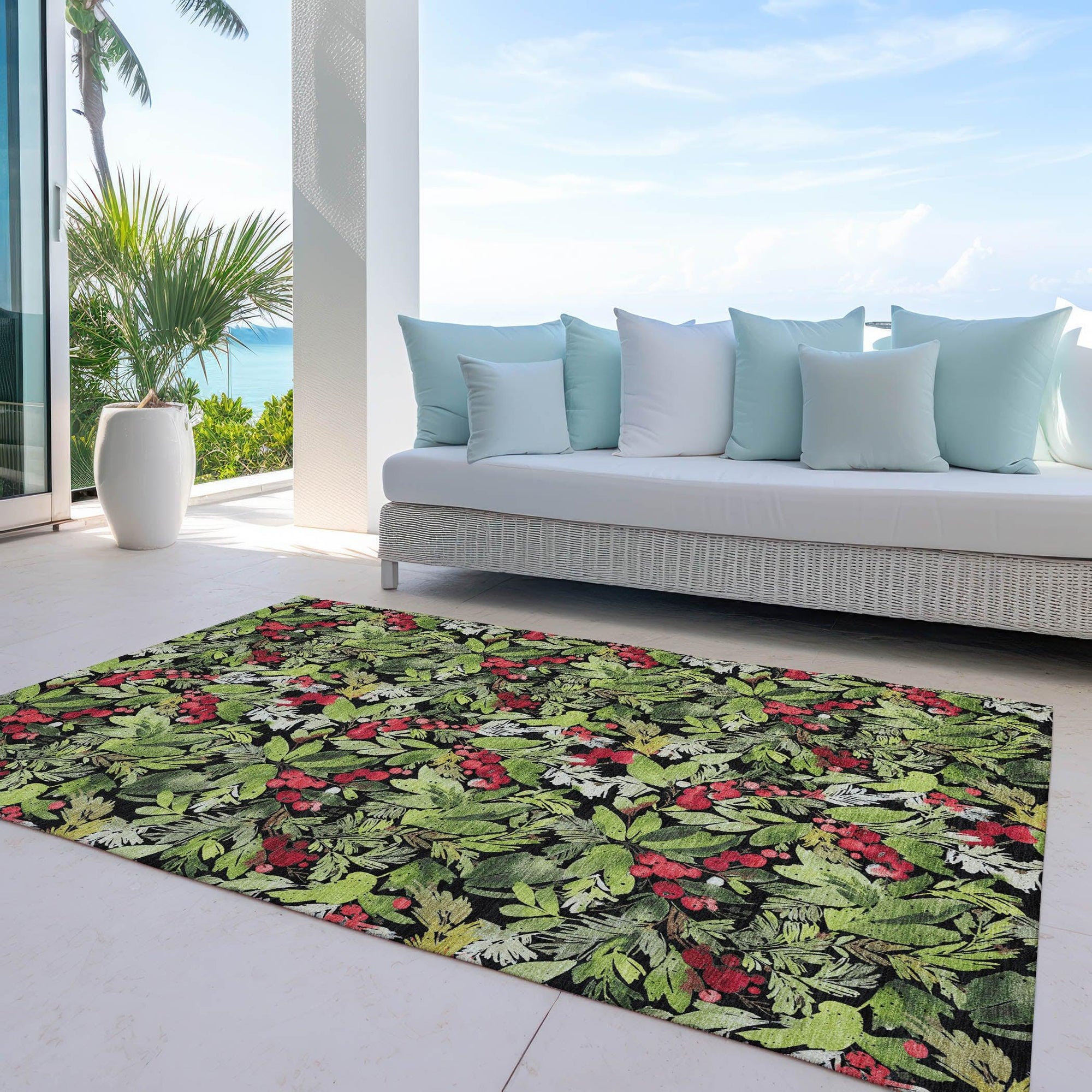 Addison Rugs Paelora Black Washable Indoor-Outdoor Rug