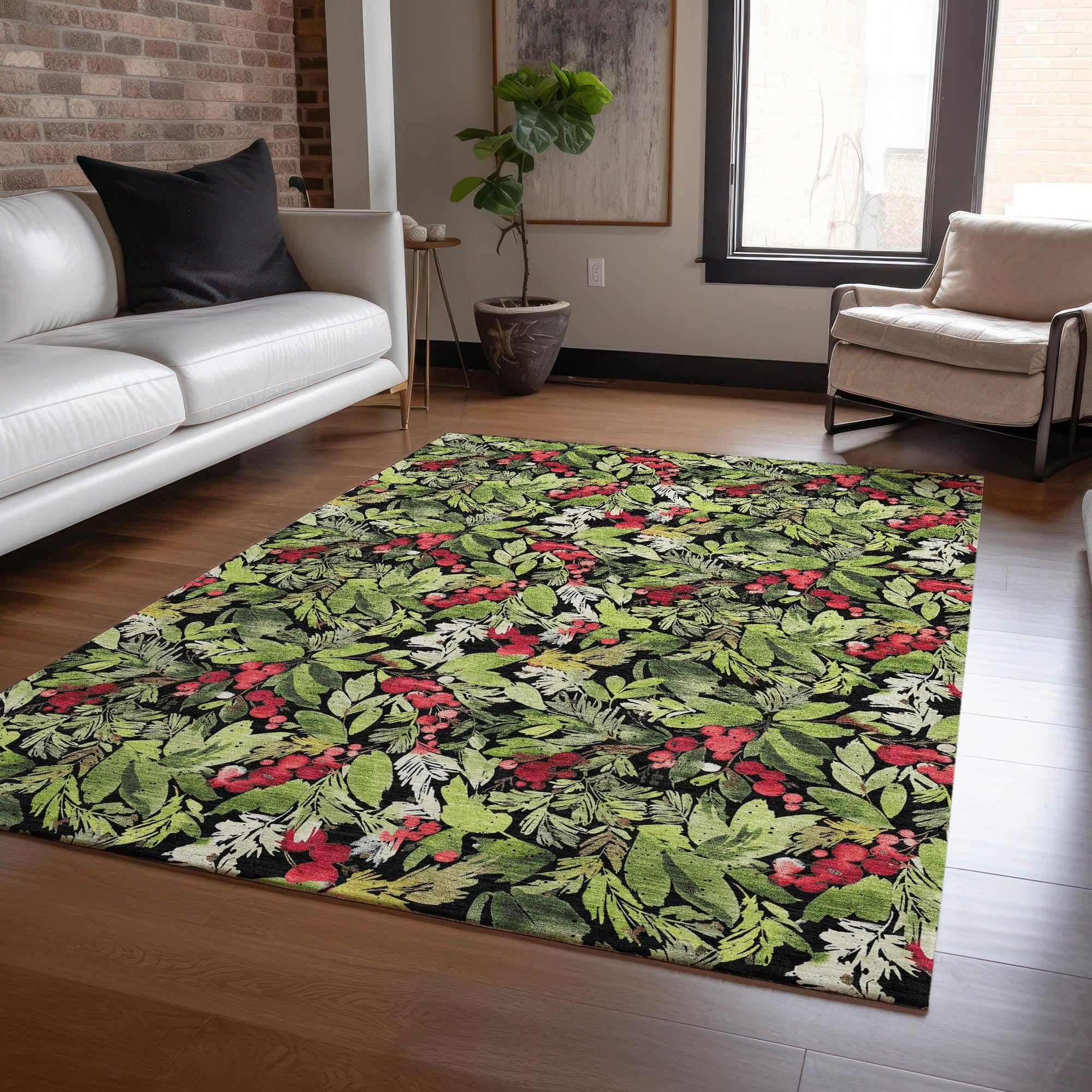 Addison Rugs Paelora Black Washable Indoor-Outdoor Rug