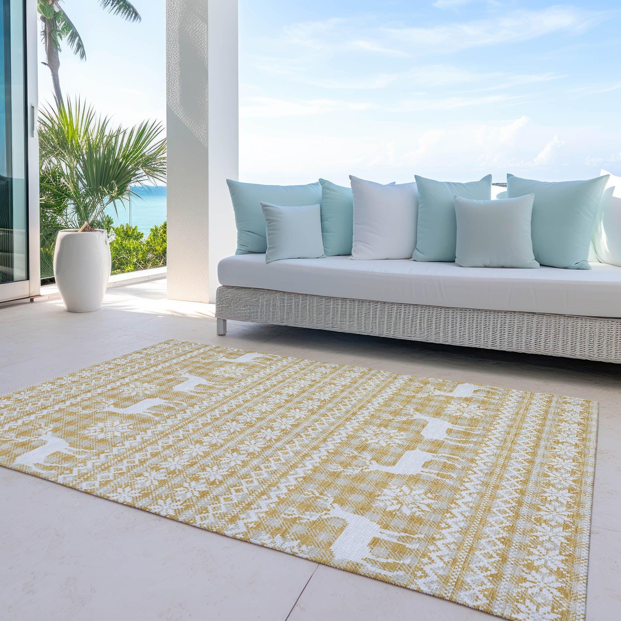 Addison Rugs Quaas Gold Washable Indoor-Outdoor Rug