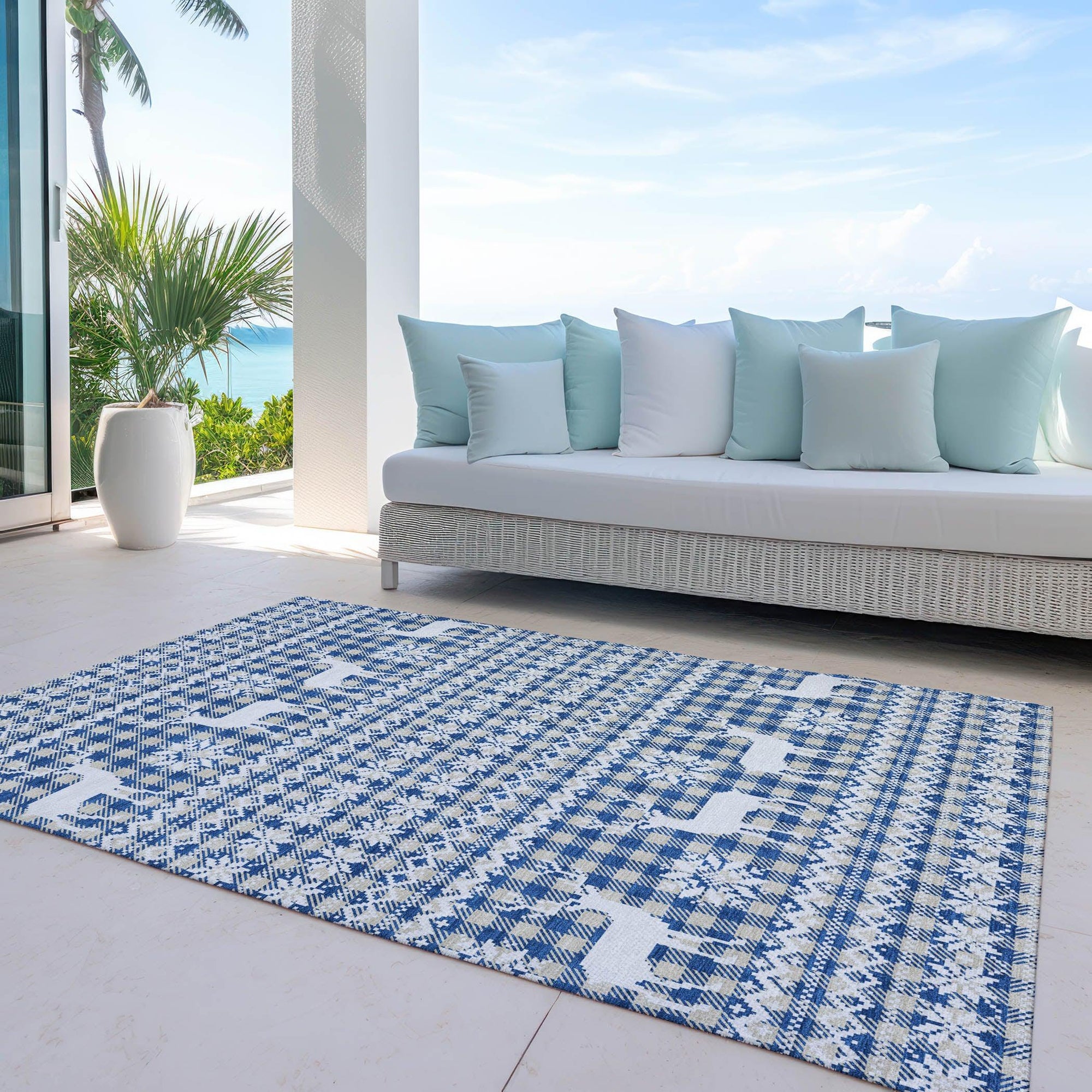 Addison Rugs Quaas Blue Washable Indoor-Outdoor Rug