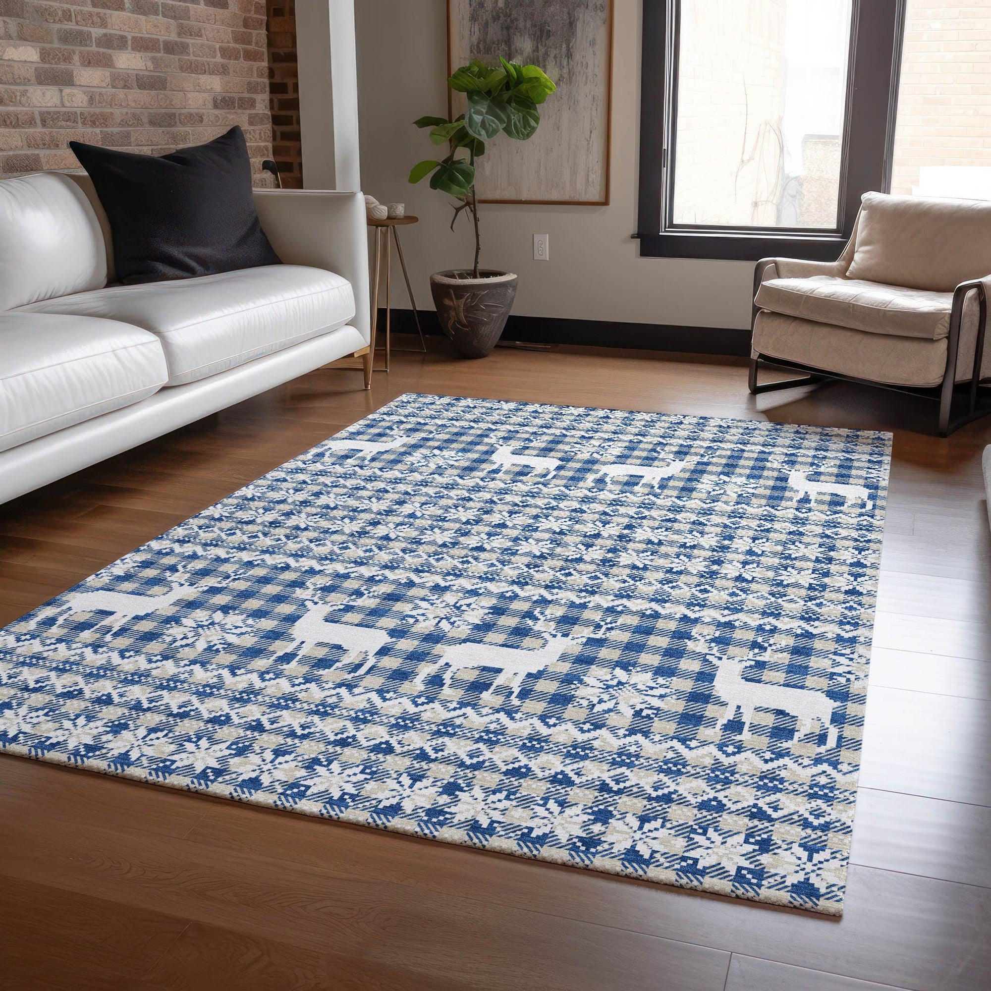 Addison Rugs Quaas Blue Washable Indoor-Outdoor Rug