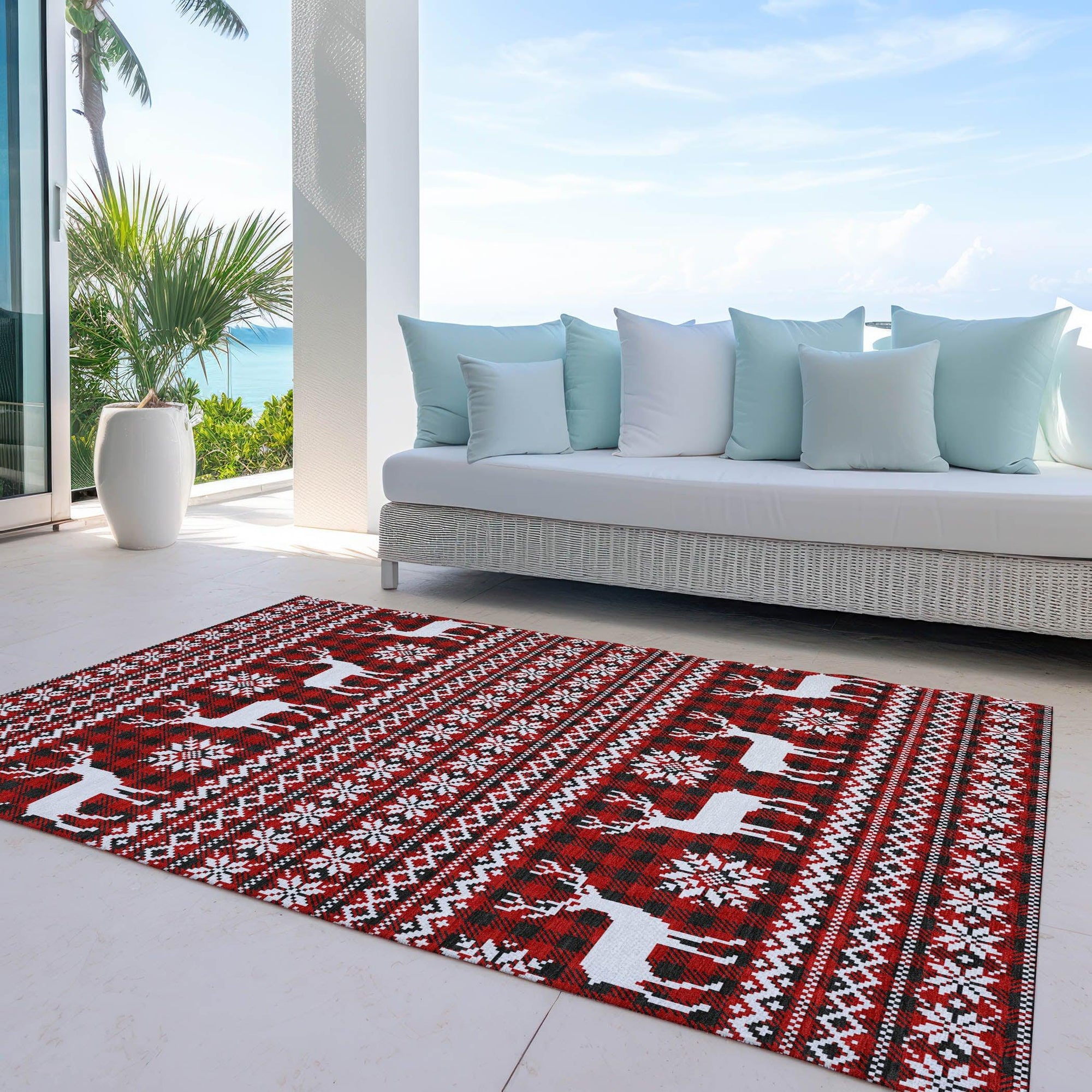 Addison Rugs Quaas Red Washable Indoor-Outdoor Rug