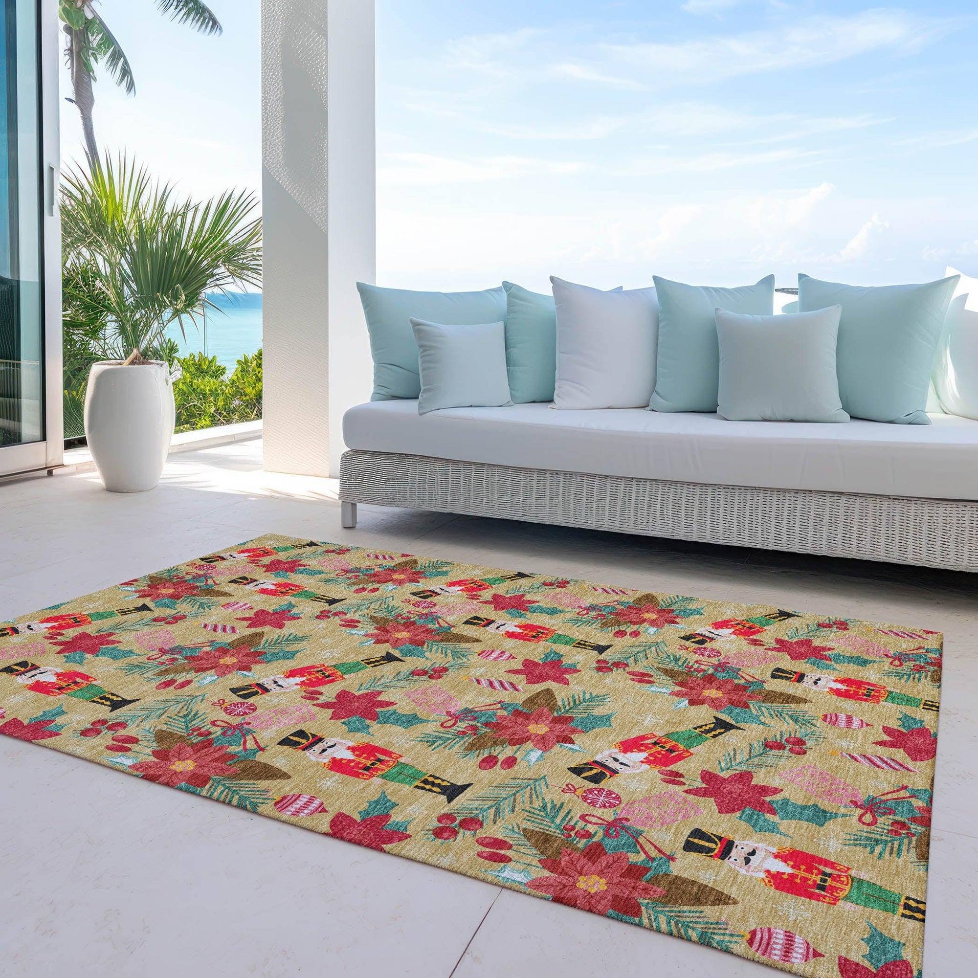 Addison Rugs Quaius Gold Washable Indoor-Outdoor Rug