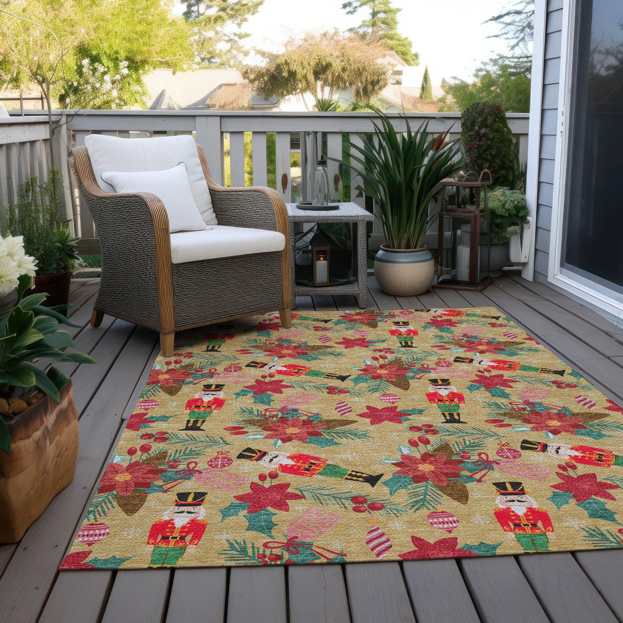 Addison Rugs Quaius Gold Washable Indoor-Outdoor Rug