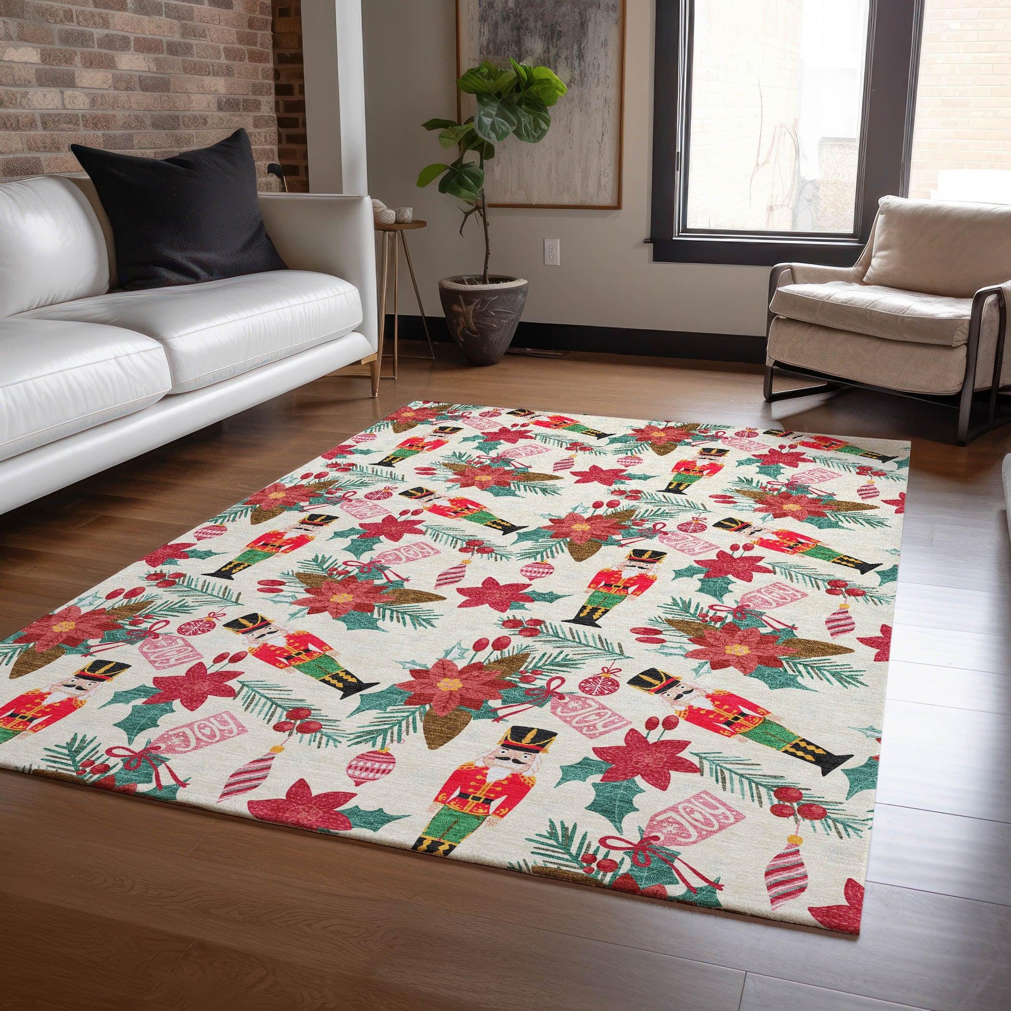 Addison Rugs Quaius Ivory Washable Indoor-Outdoor Rug