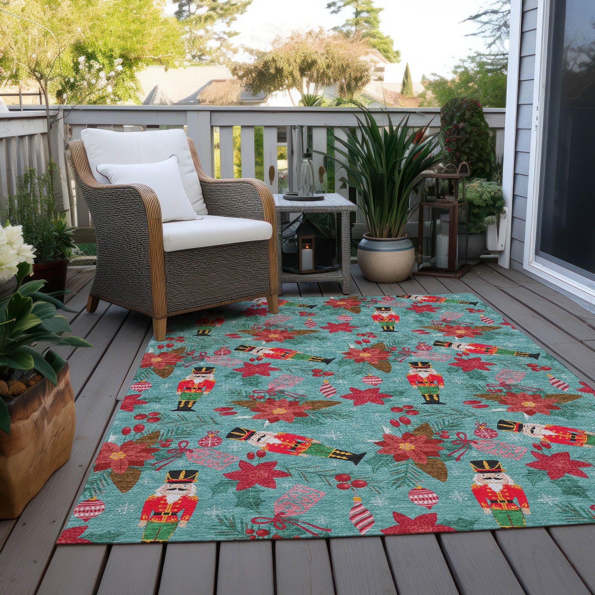 Addison Rugs Quaius Teal Washable Indoor-Outdoor Rug