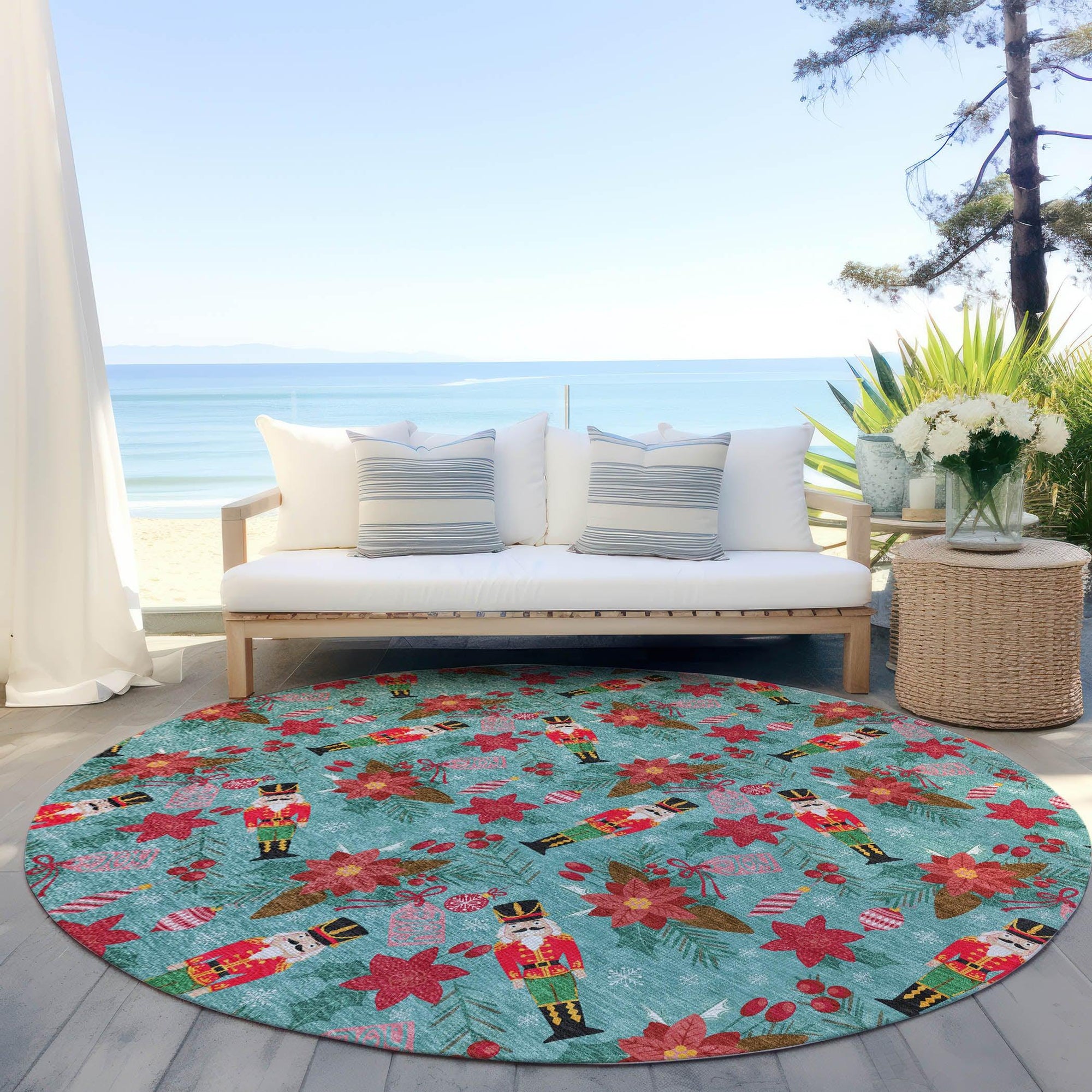 Addison Rugs Quaius Teal Washable Indoor-Outdoor Rug