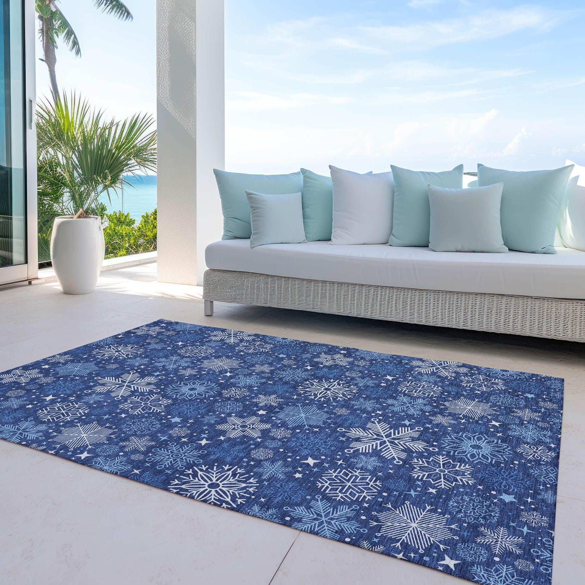 Addison Rugs Quaon Navy Washable Indoor-Outdoor Rug
