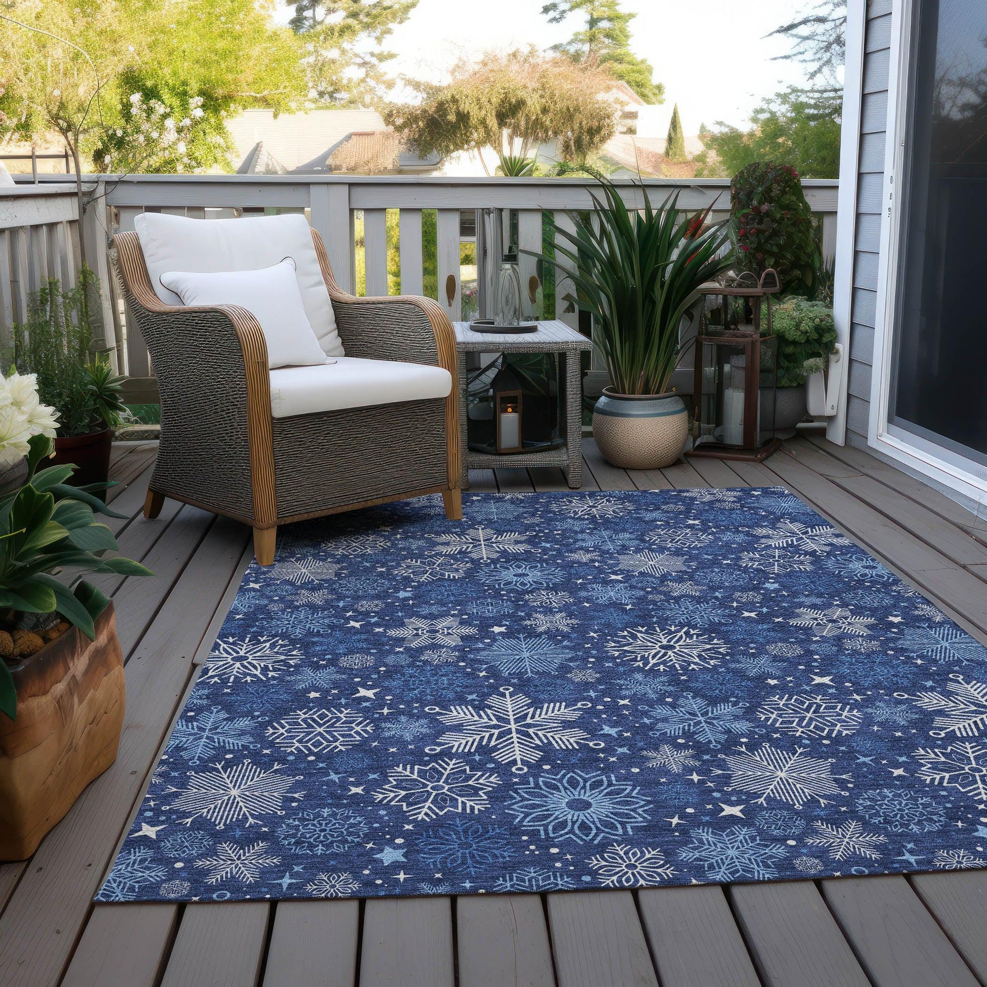 Addison Rugs Quaon Navy Washable Indoor-Outdoor Rug