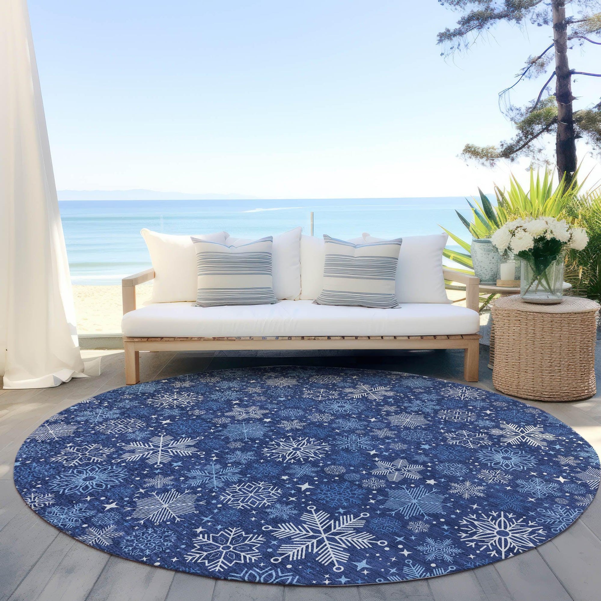 Addison Rugs Quaon Navy Washable Indoor-Outdoor Rug