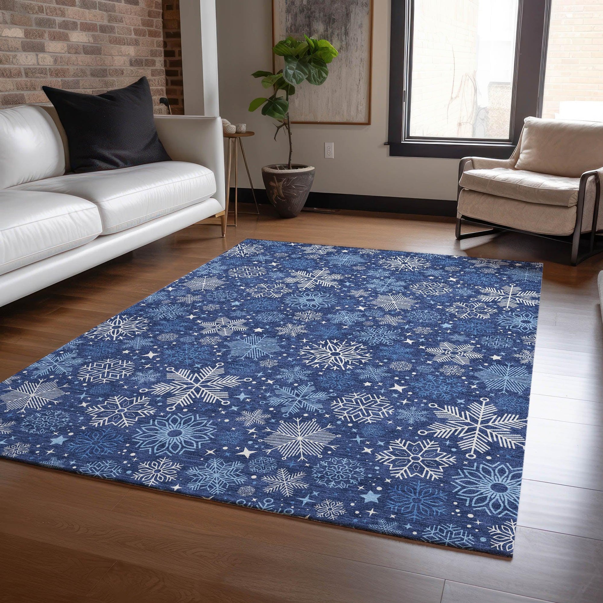Addison Rugs Quaon Navy Washable Indoor-Outdoor Rug