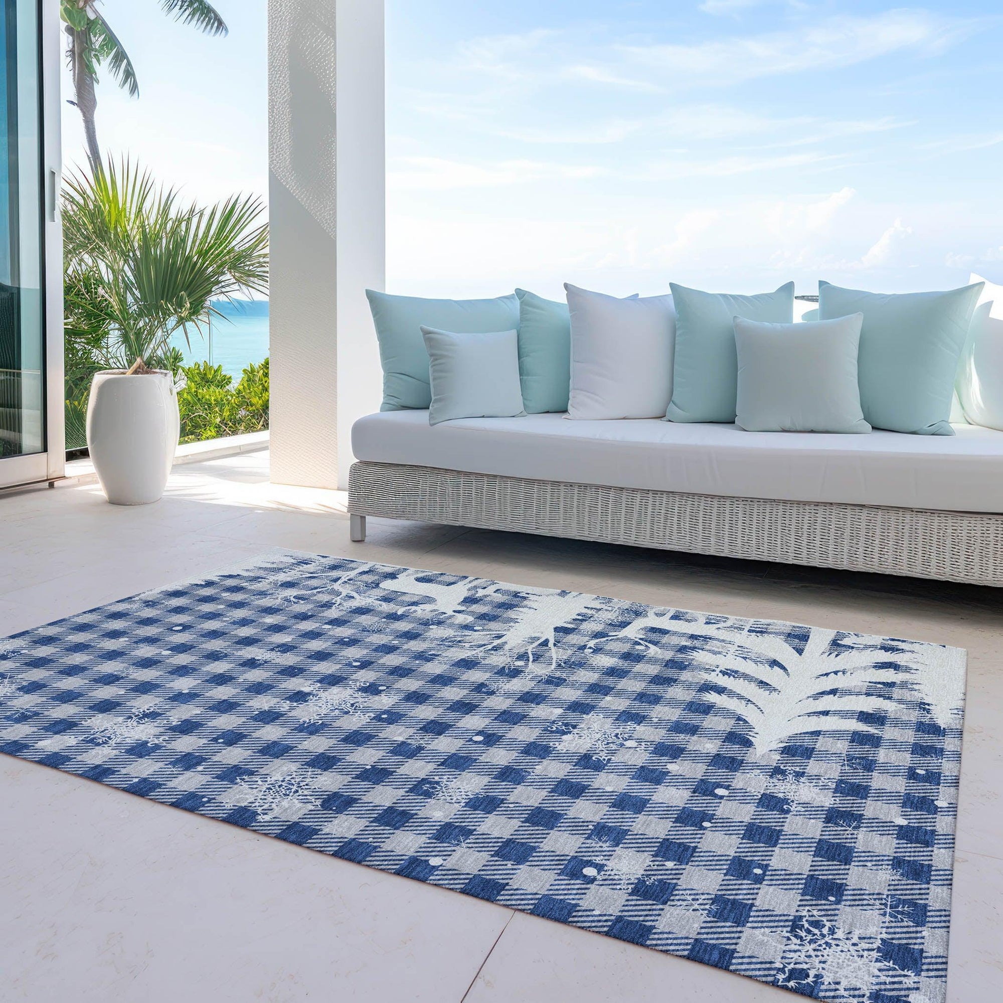 Addison Rugs Quaora Blue Washable Indoor-Outdoor Rug
