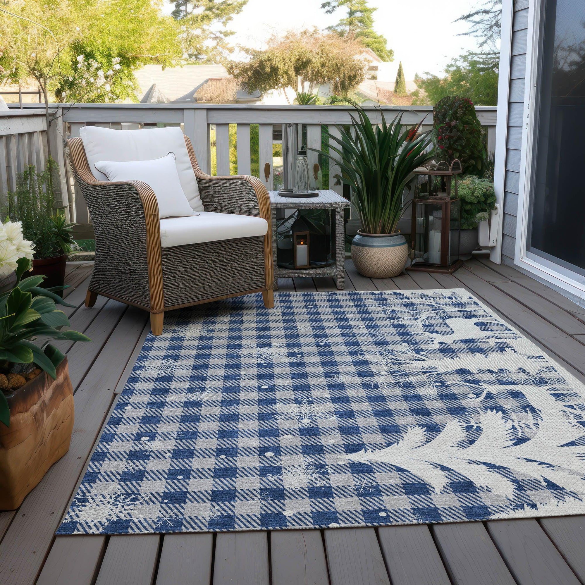 Addison Rugs Quaora Blue Washable Indoor-Outdoor Rug