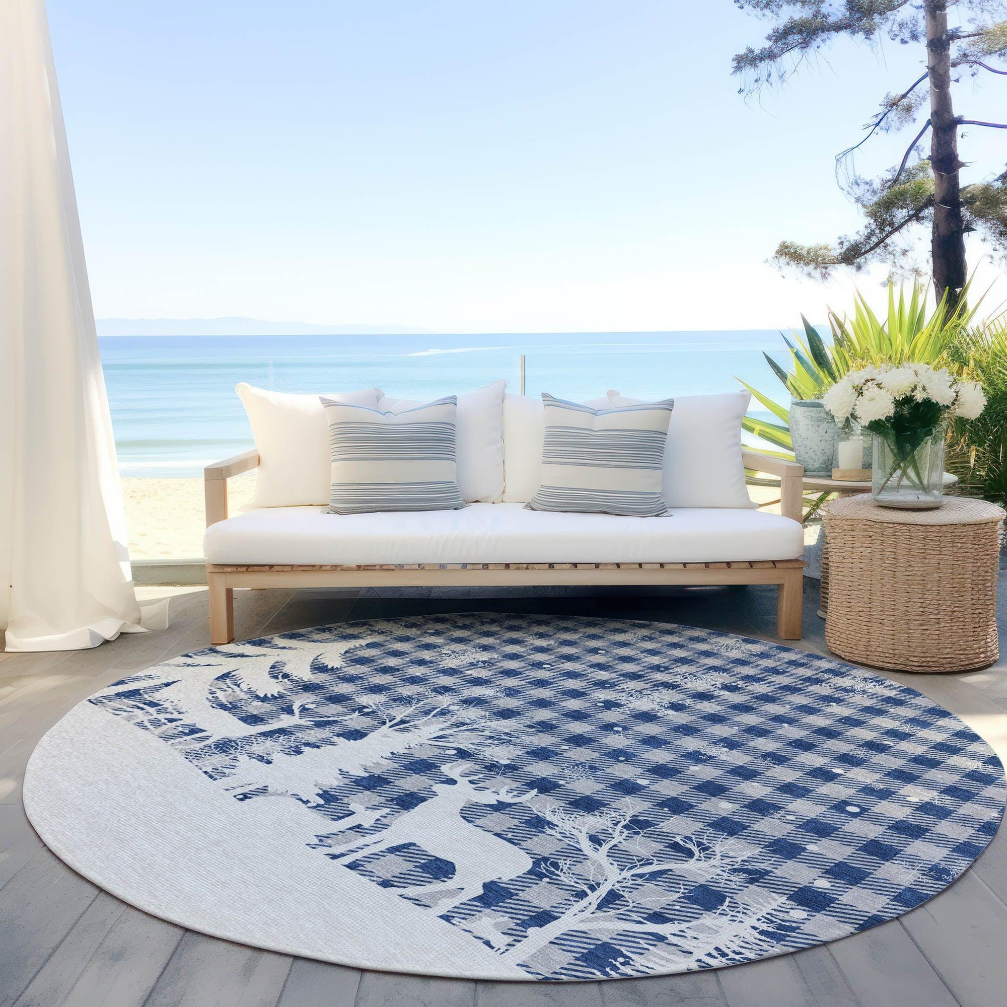 Addison Rugs Quaora Blue Washable Indoor-Outdoor Rug