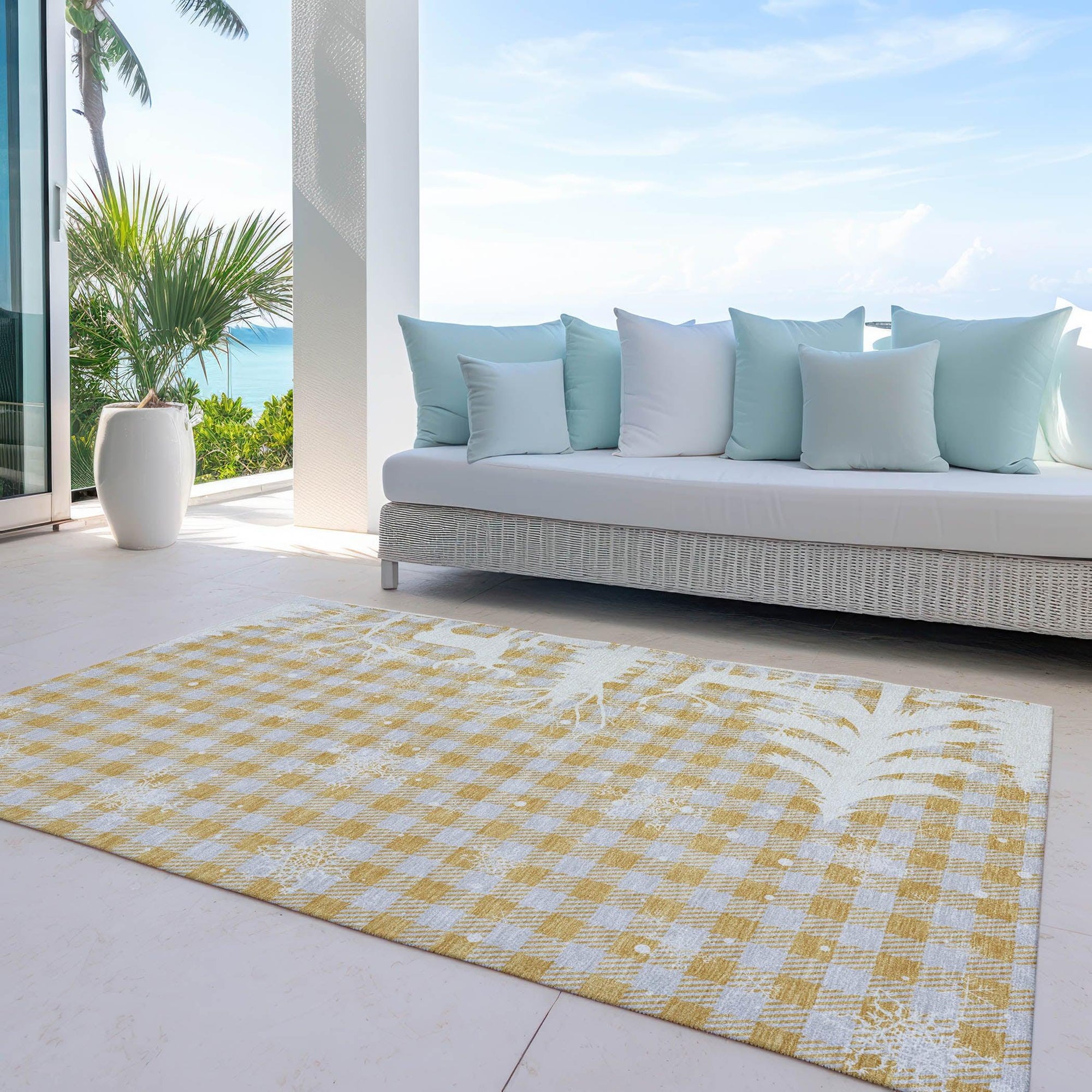 Addison Rugs Quaora Gold Washable Indoor-Outdoor Rug