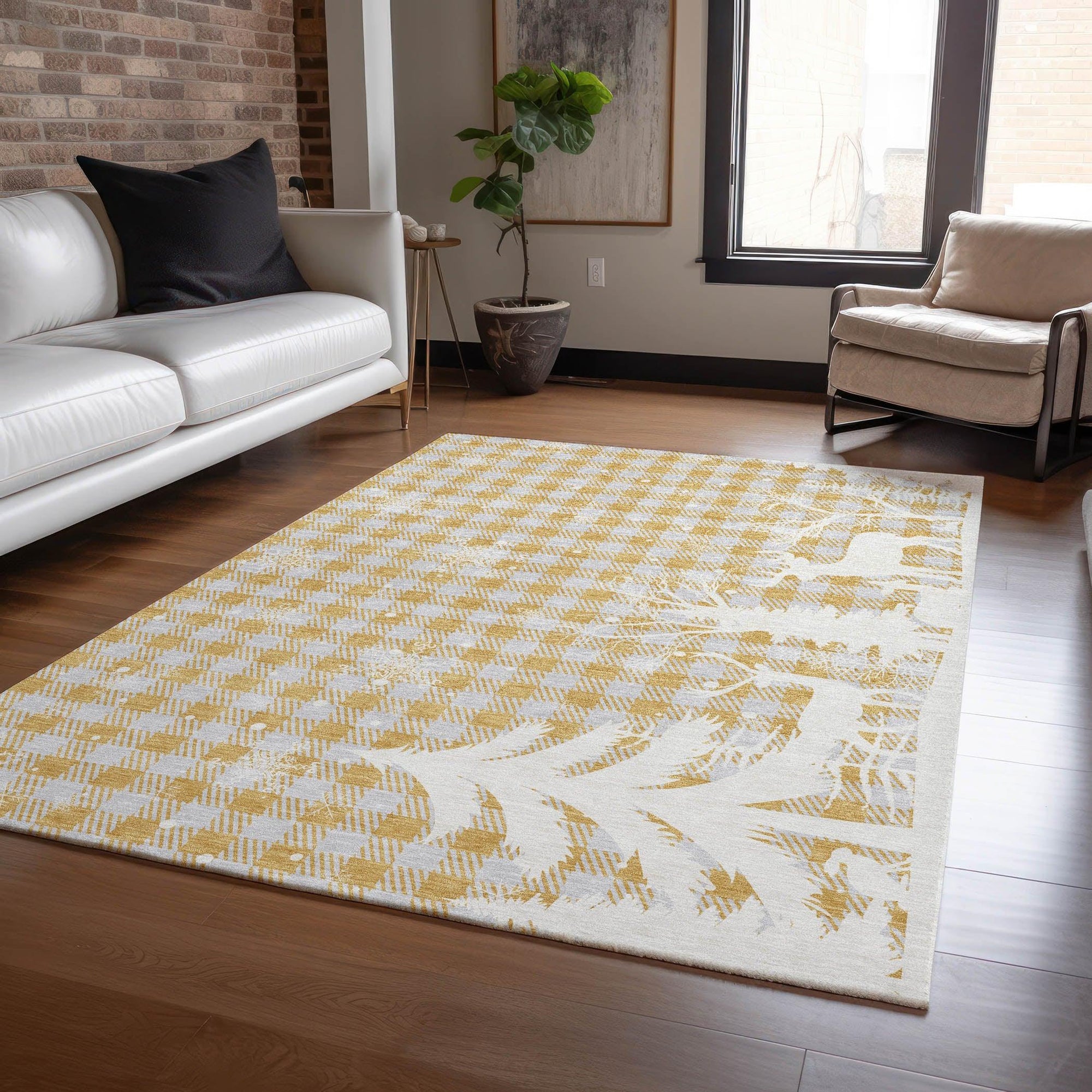 Addison Rugs Quaora Gold Washable Indoor-Outdoor Rug