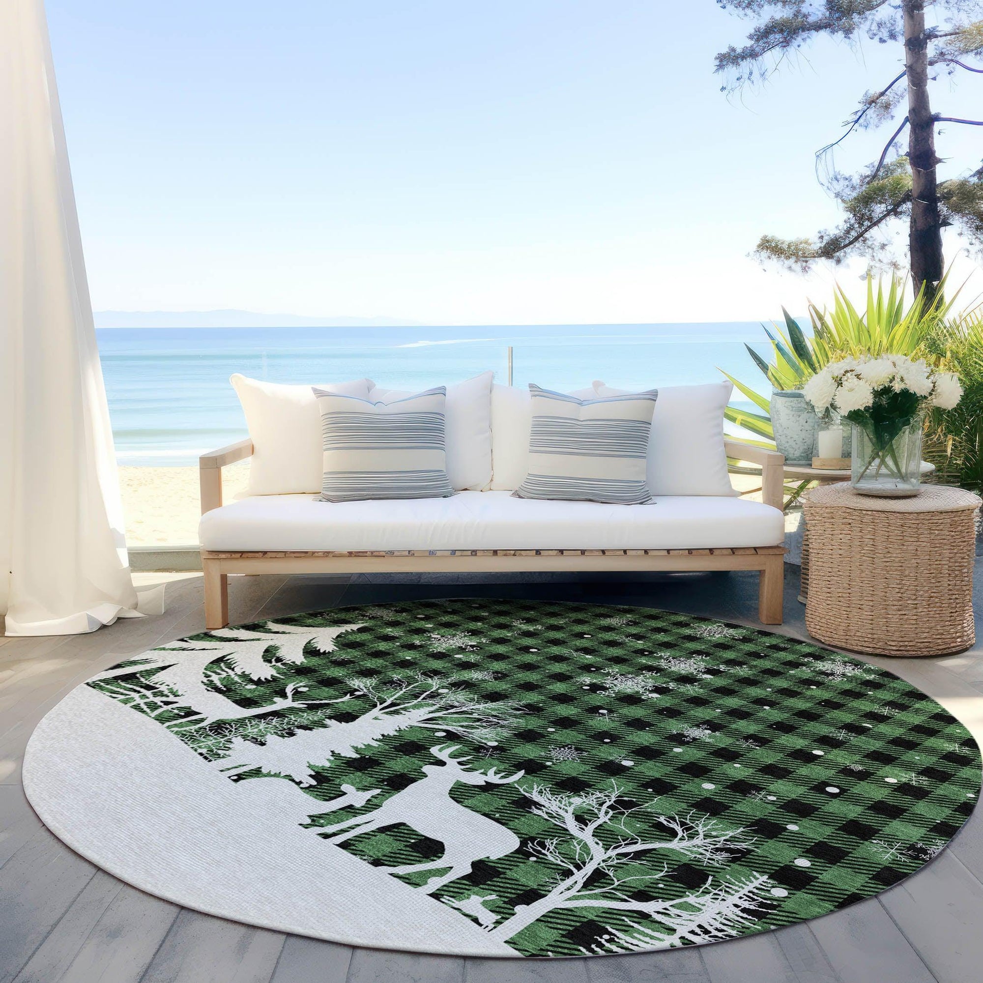 Addison Rugs Quaora Green Washable Indoor-Outdoor Rug