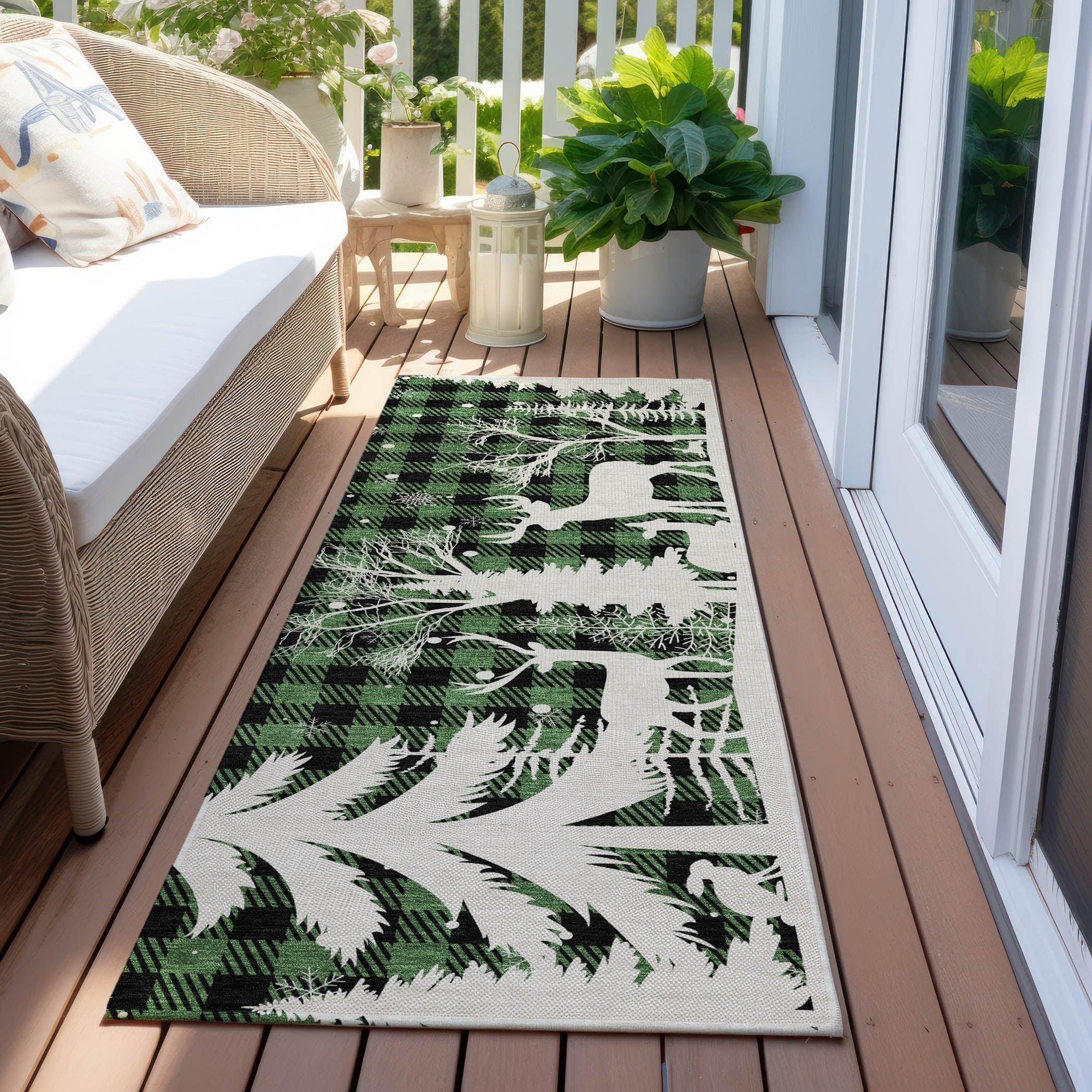 Addison Rugs Quaora Green Washable Indoor-Outdoor Rug