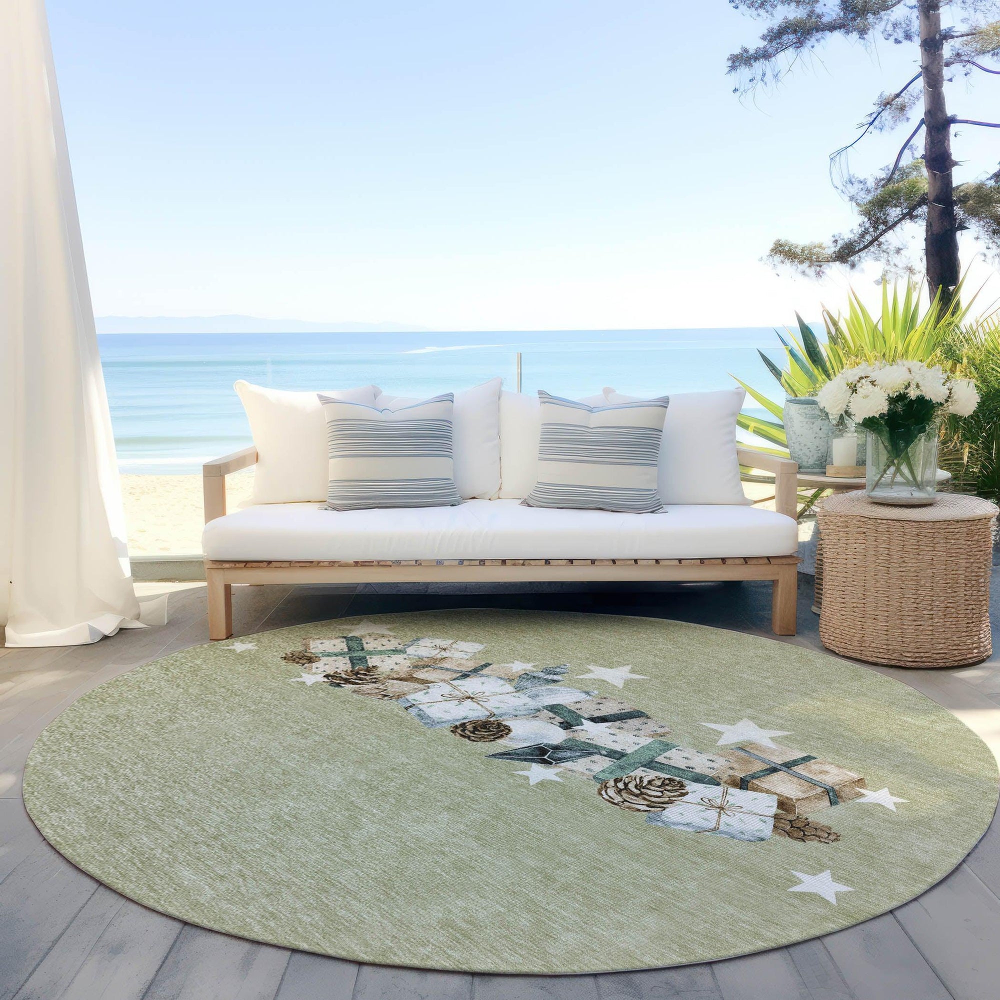 Addison Rugs Raeain Green Washable Indoor-Outdoor Rug