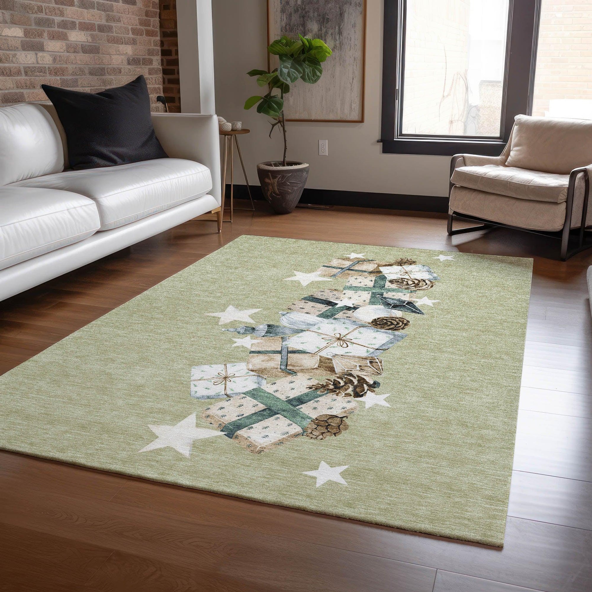Addison Rugs Raeain Green Washable Indoor-Outdoor Rug