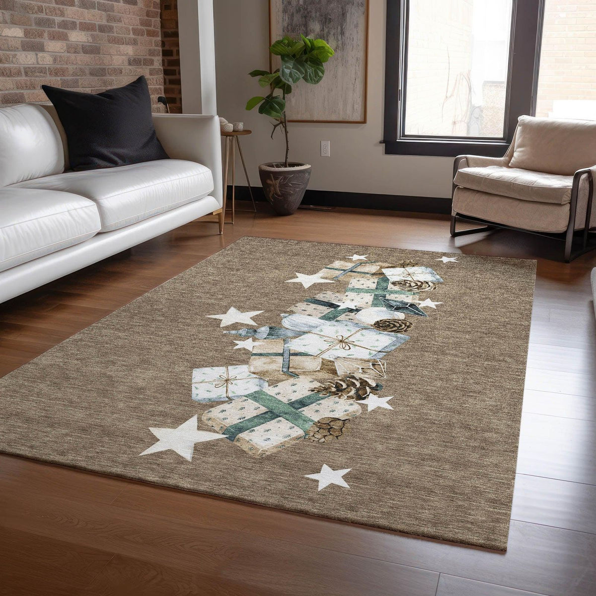 Addison Rugs Raeain Brown Washable Indoor-Outdoor Rug