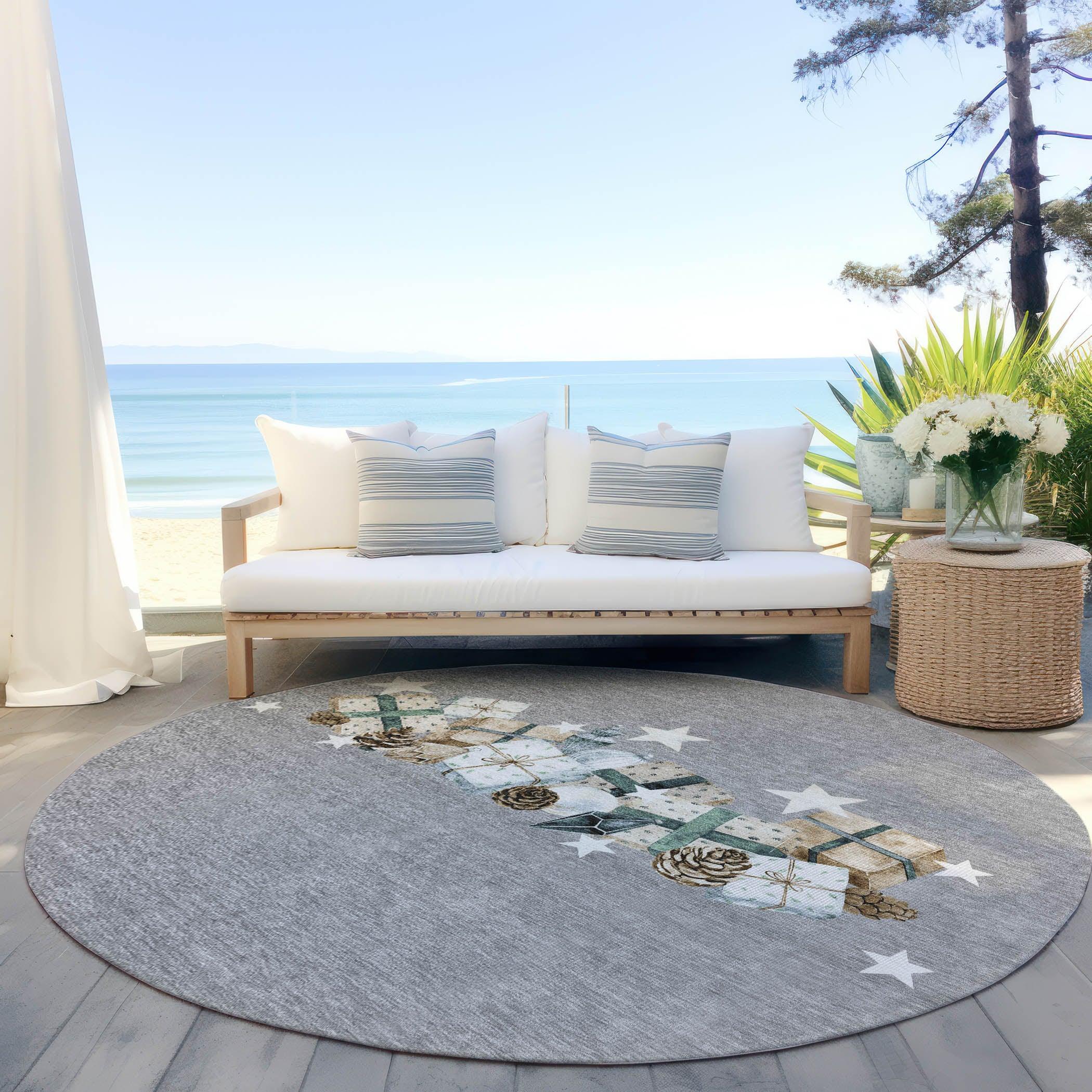 Raeain Gray Washable Indoor-Outdoor Rug