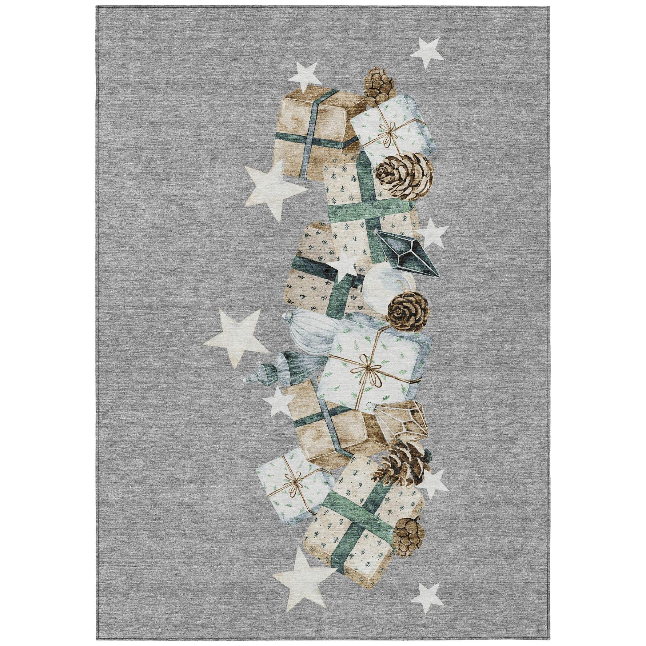 Raeain Gray Washable Indoor-Outdoor Rug