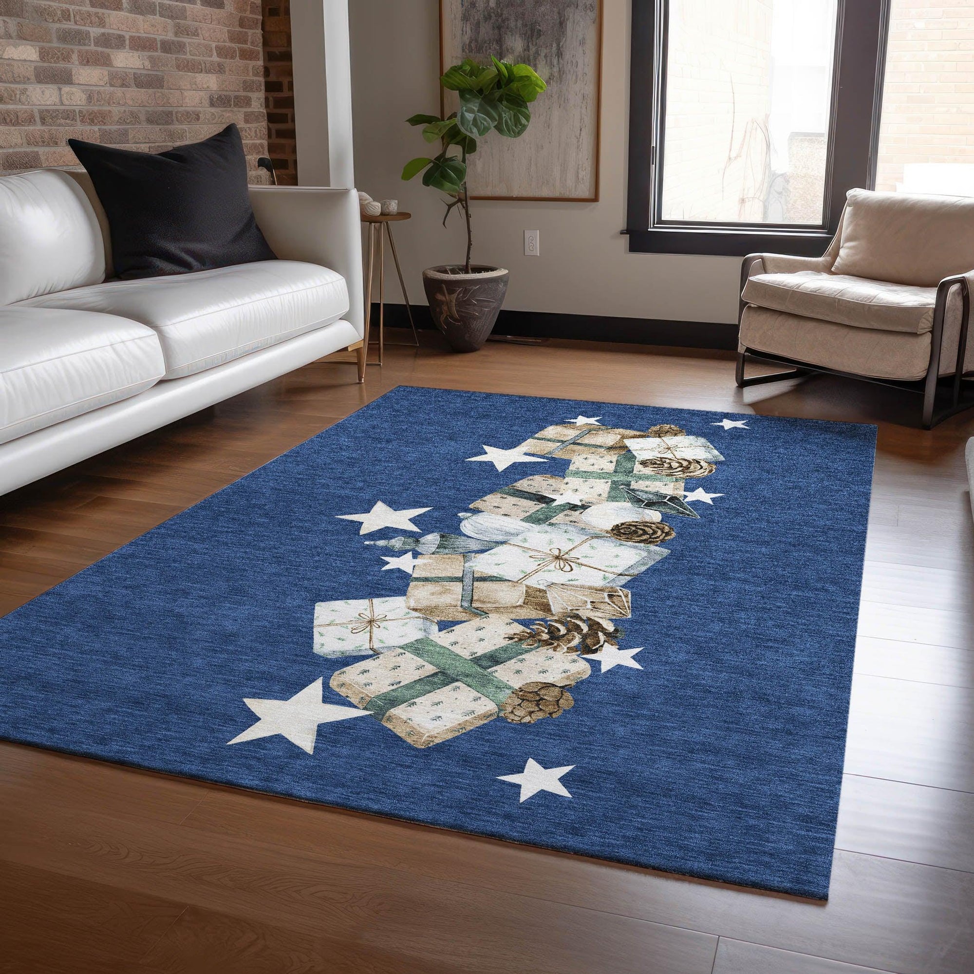 Addison Rugs Raeain Navy Washable Indoor-Outdoor Rug