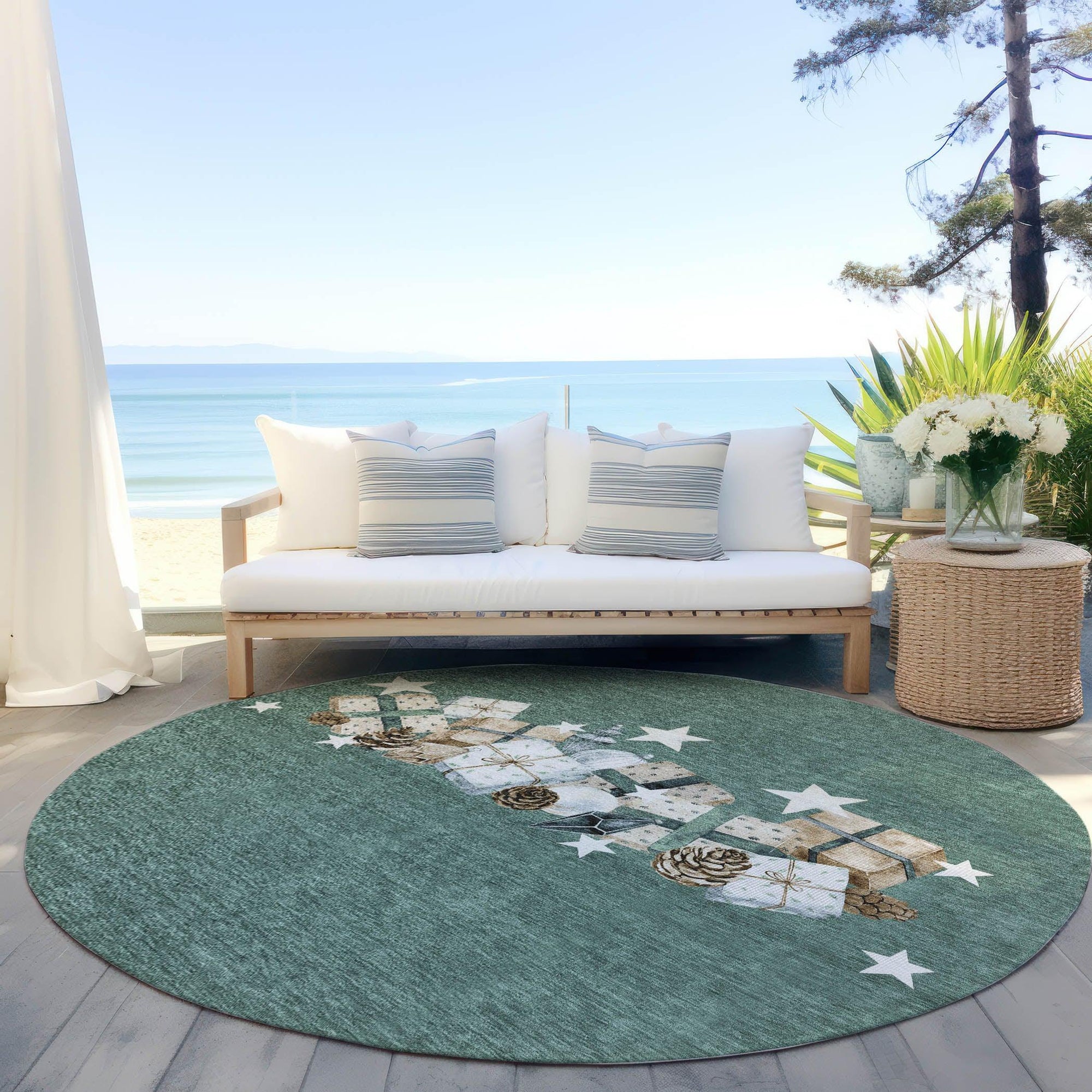 Raeain Blue Washable Indoor-Outdoor Rug
