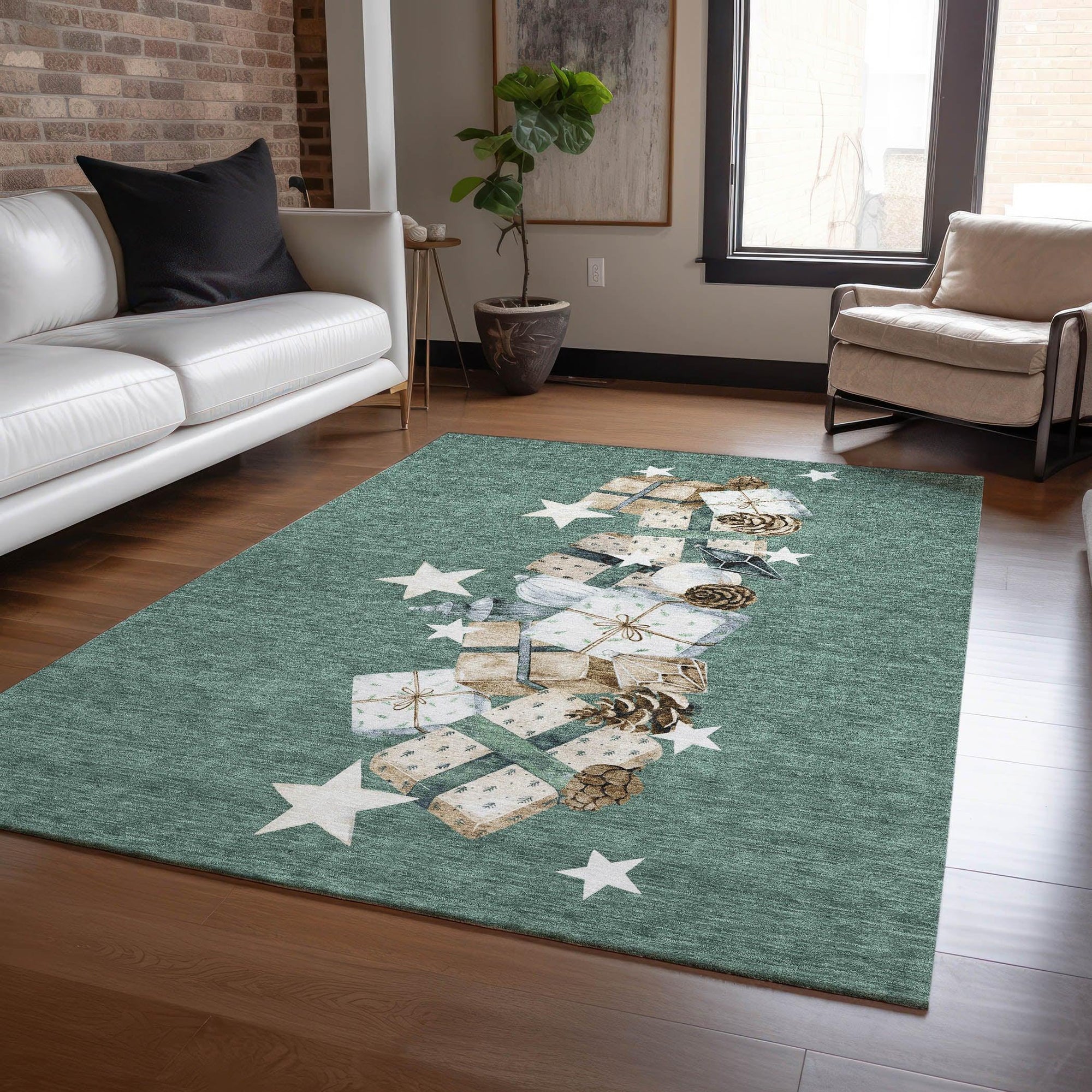 Raeain Blue Washable Indoor-Outdoor Rug