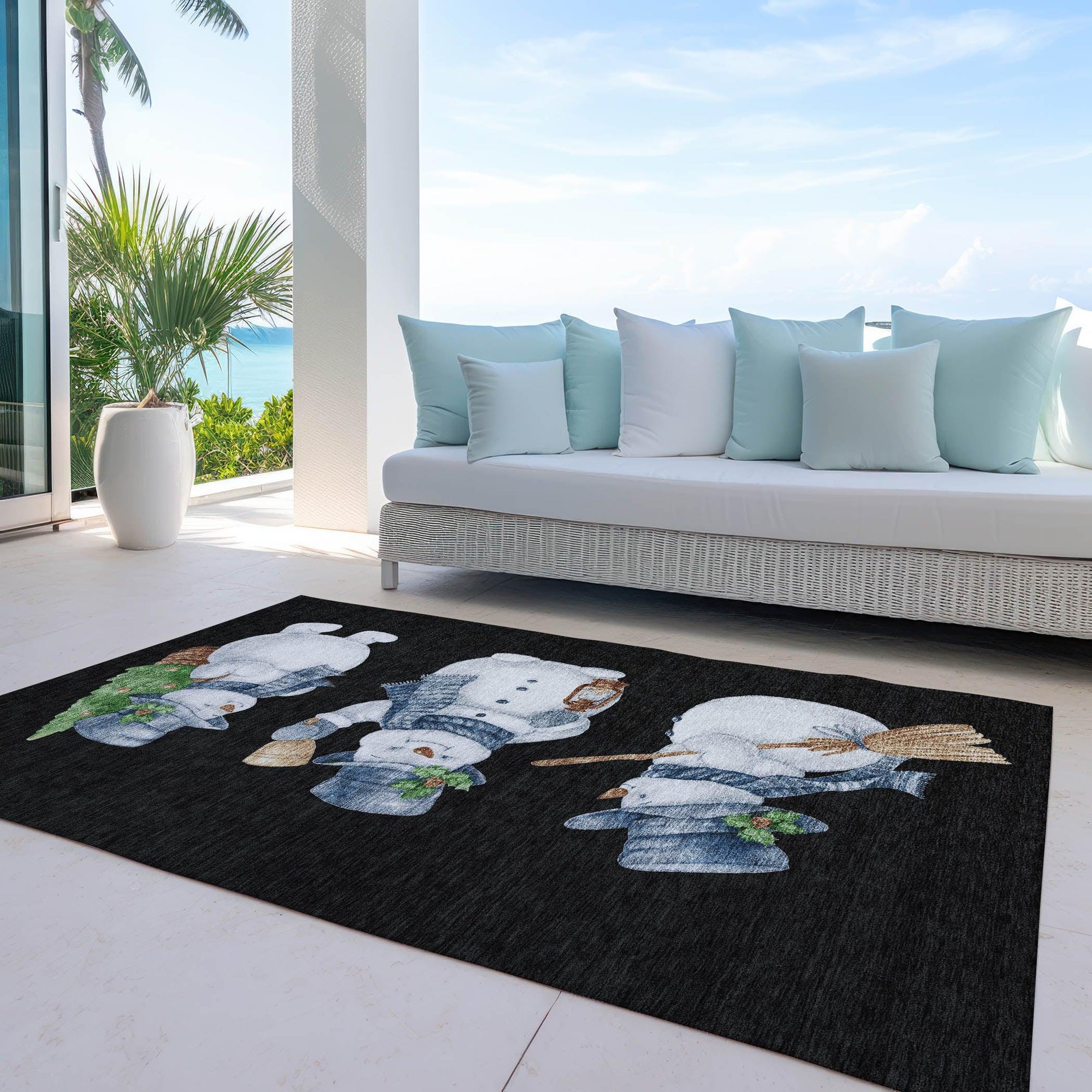 Addison Rugs Raeanor Black Washable Indoor-Outdoor Rug