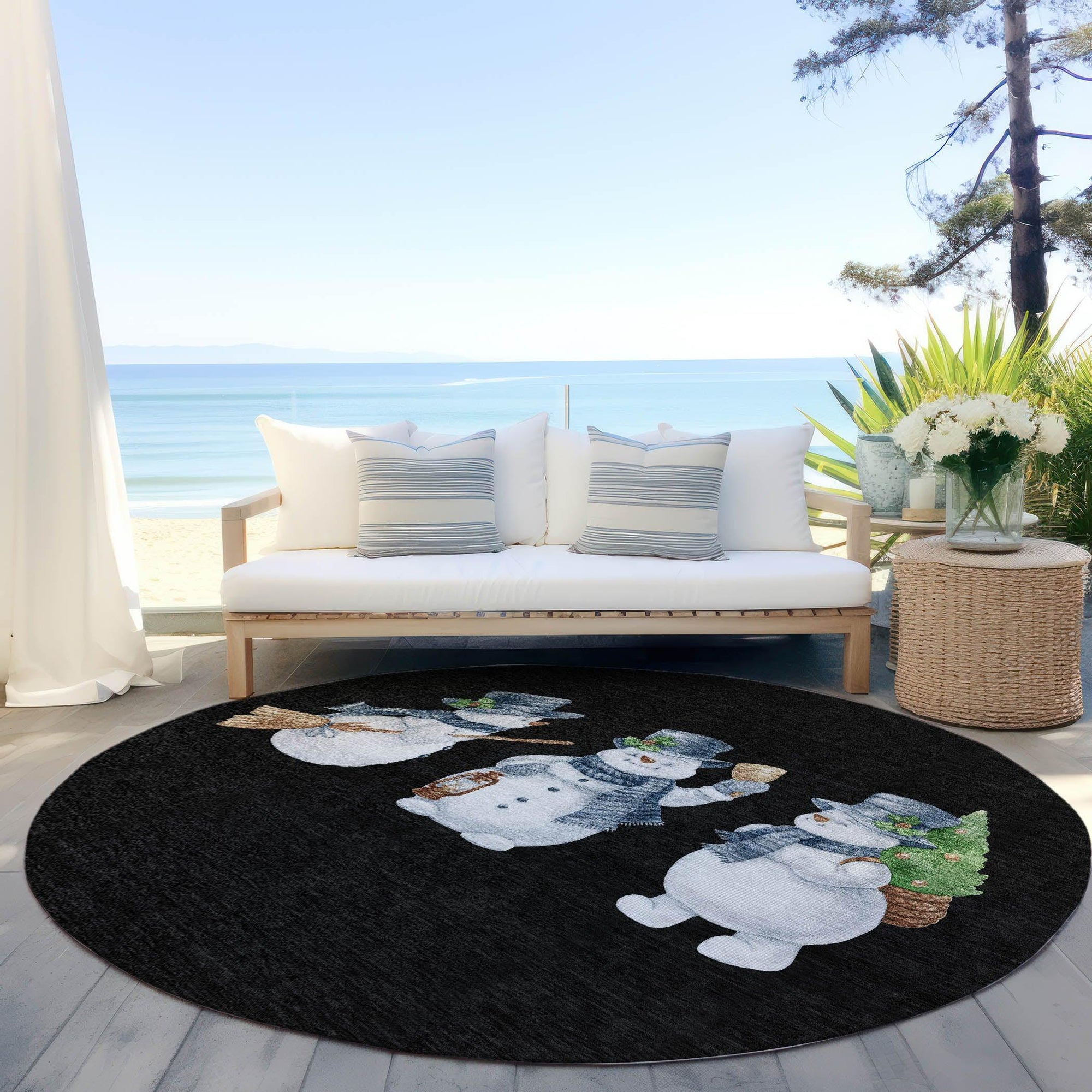 Addison Rugs Raeanor Black Washable Indoor-Outdoor Rug