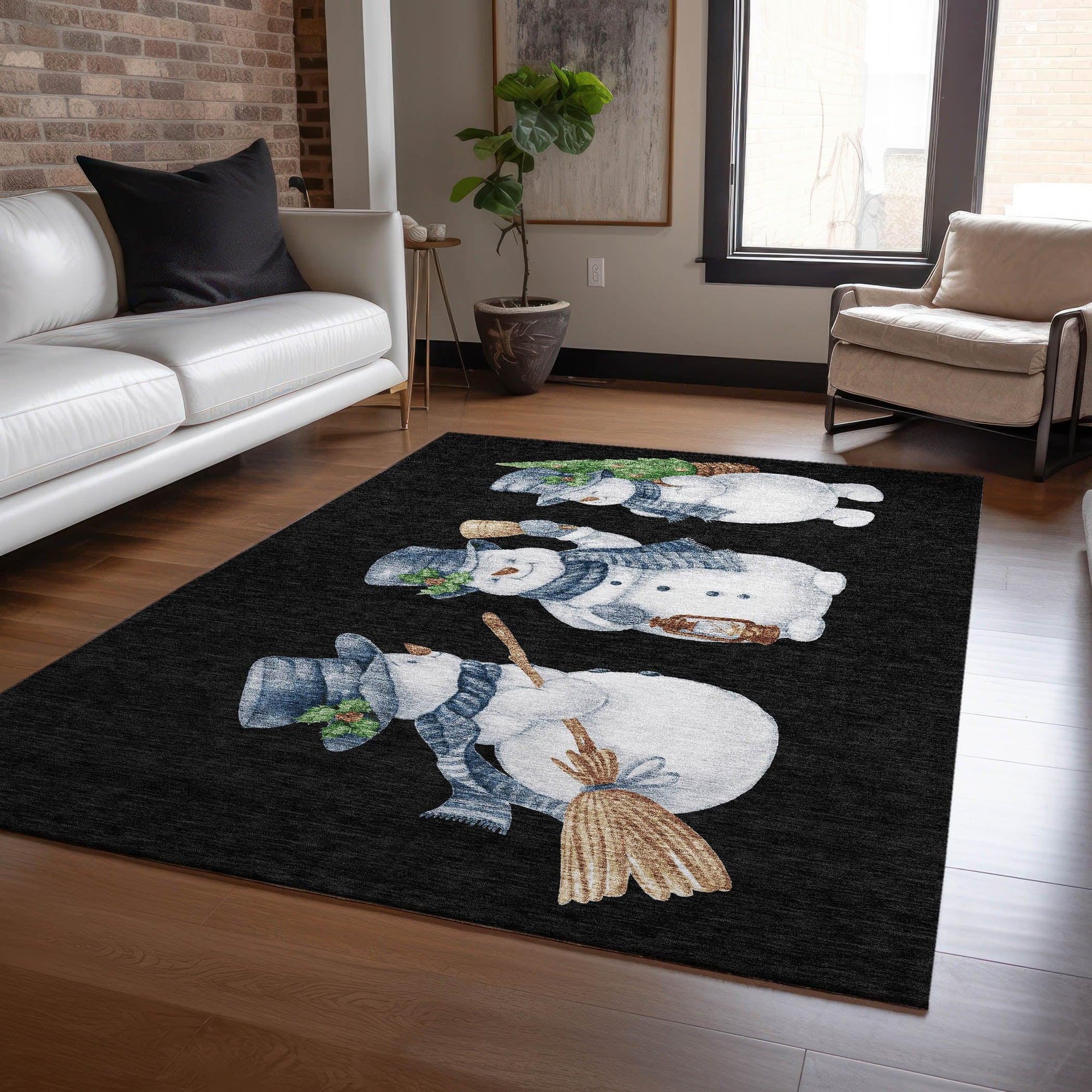 Addison Rugs Raeanor Black Washable Indoor-Outdoor Rug