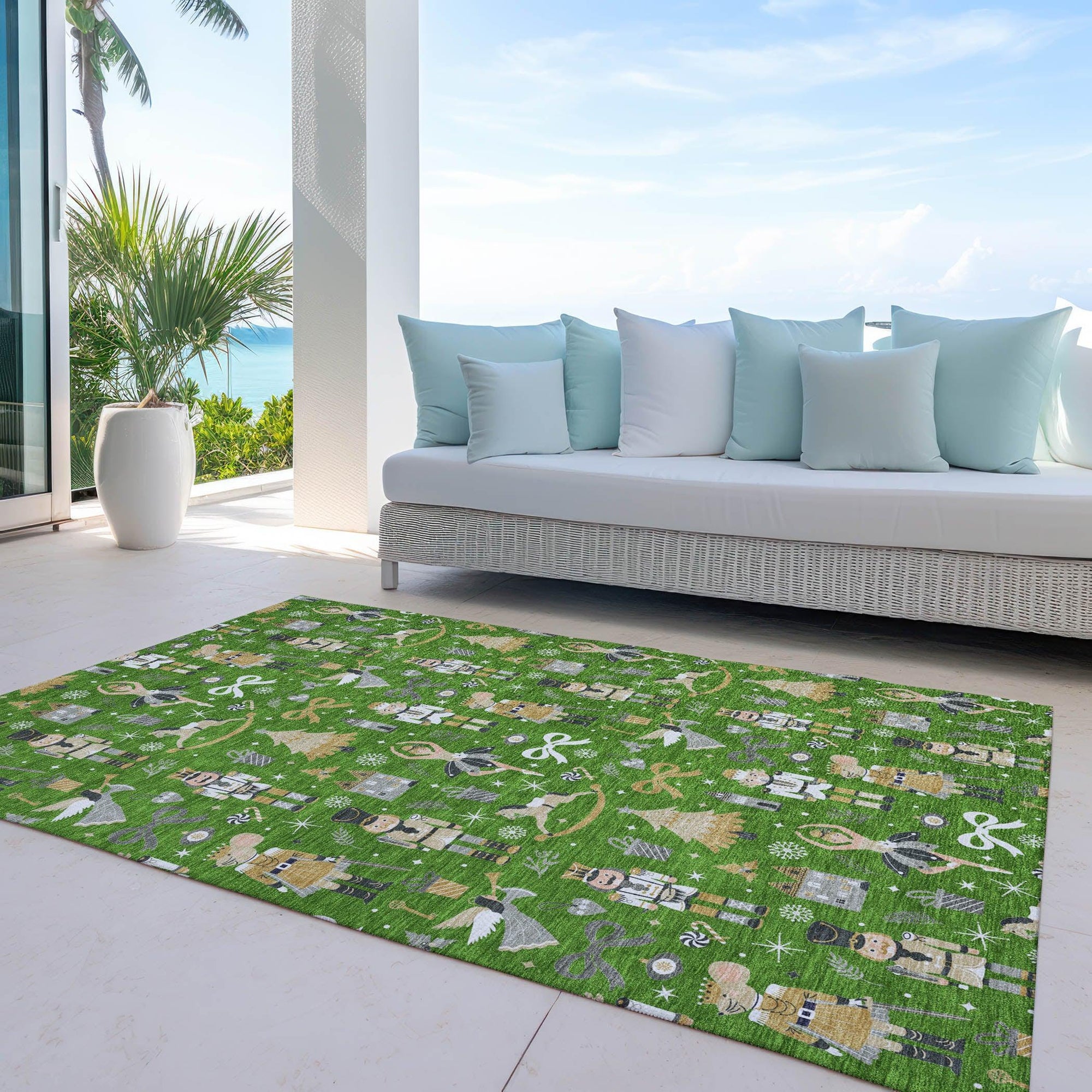 Addison Rugs Raeara Green Washable Indoor-Outdoor Rug