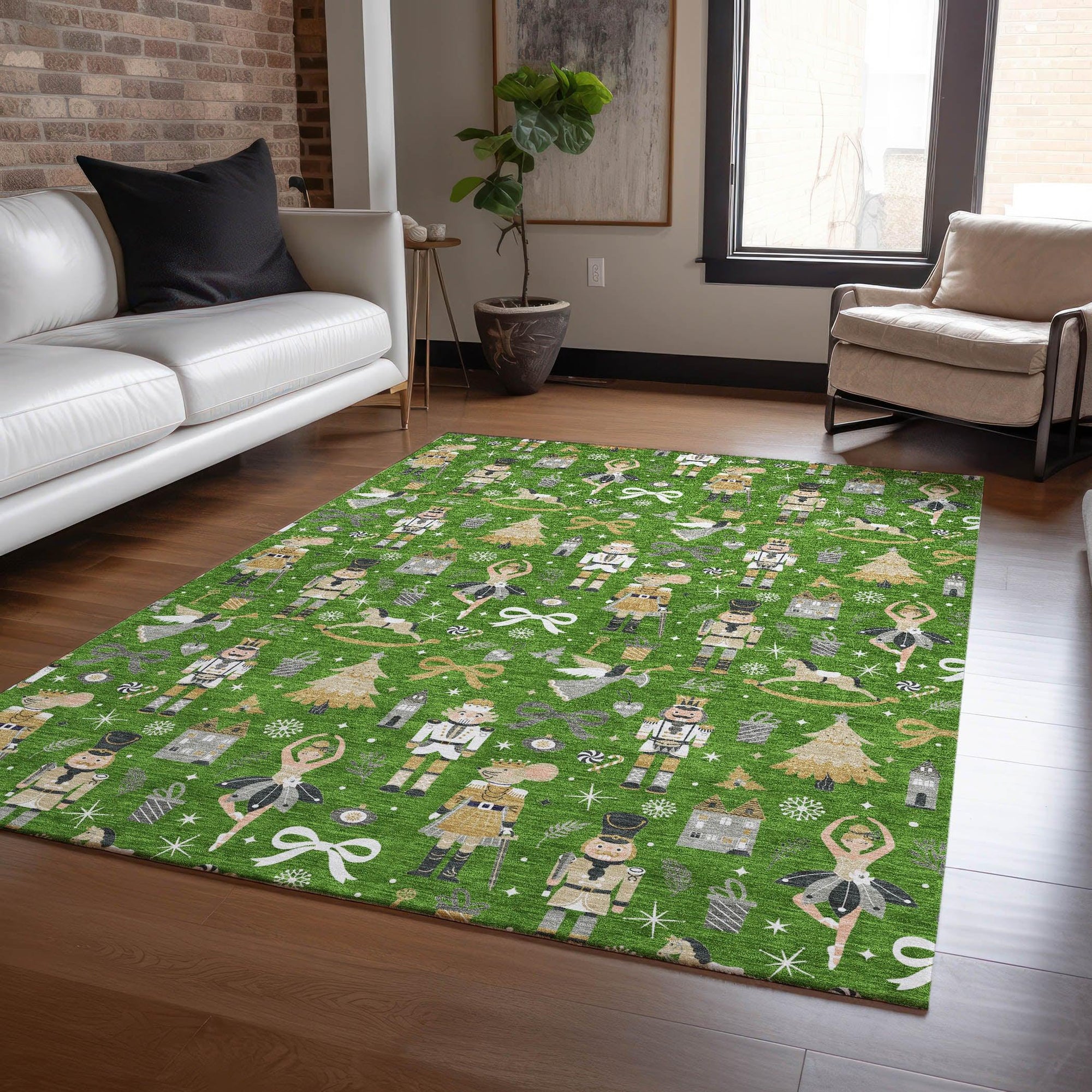 Addison Rugs Raeara Green Washable Indoor-Outdoor Rug