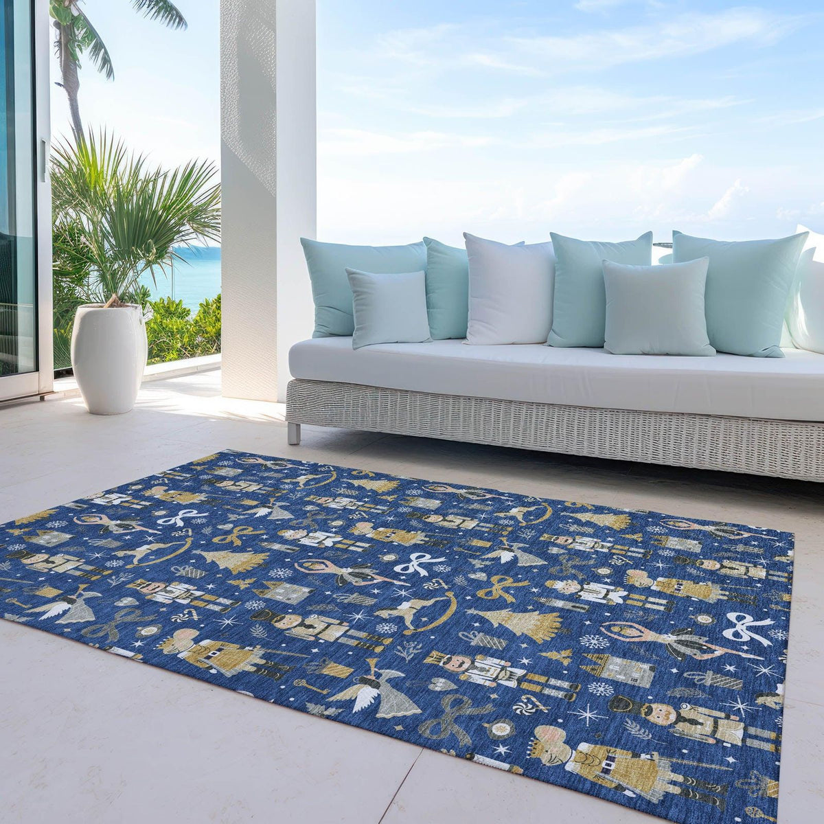 Addison Rugs Raeara Blue Washable Indoor-Outdoor Rug
